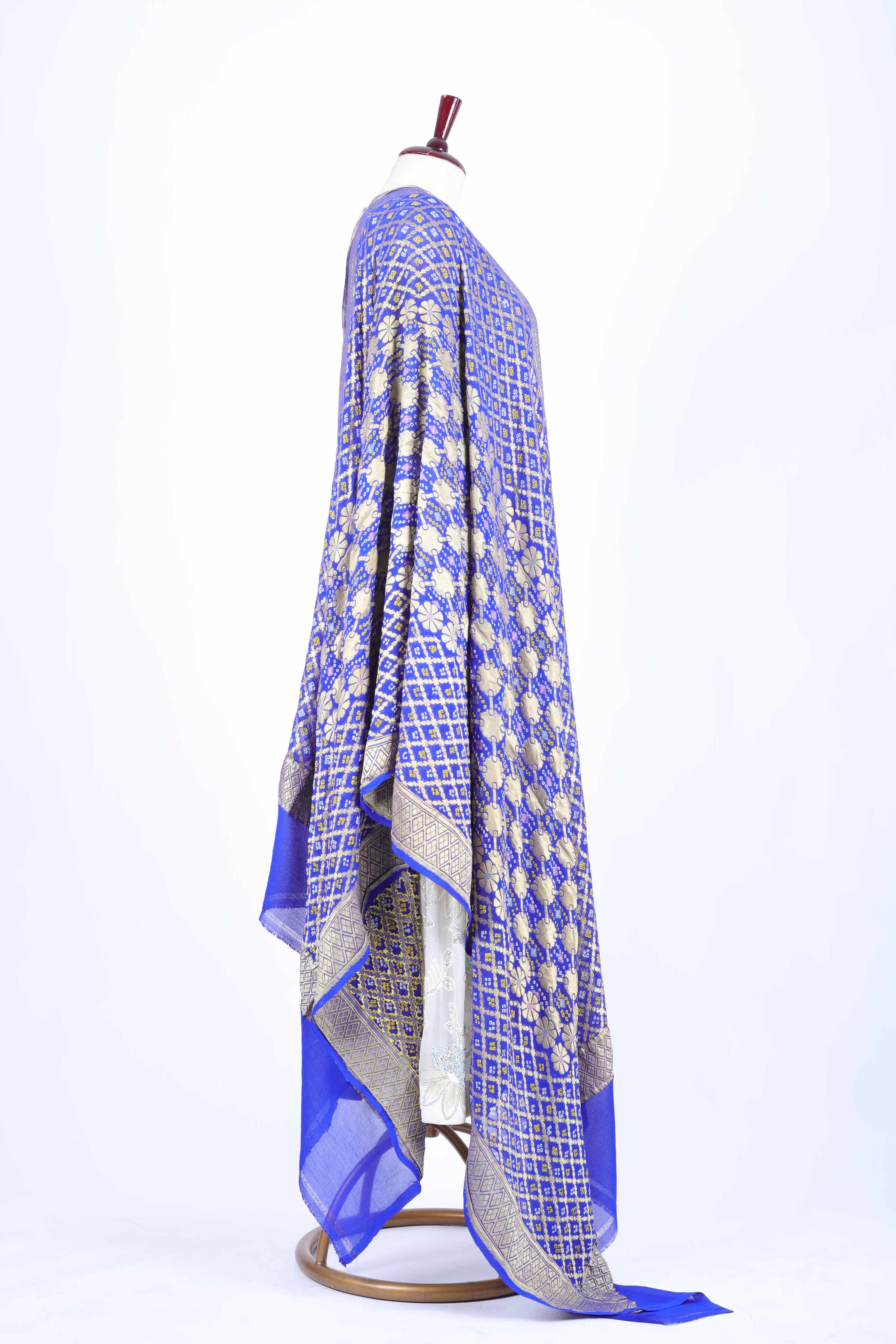 Royal Blue Embroidered Dupatta