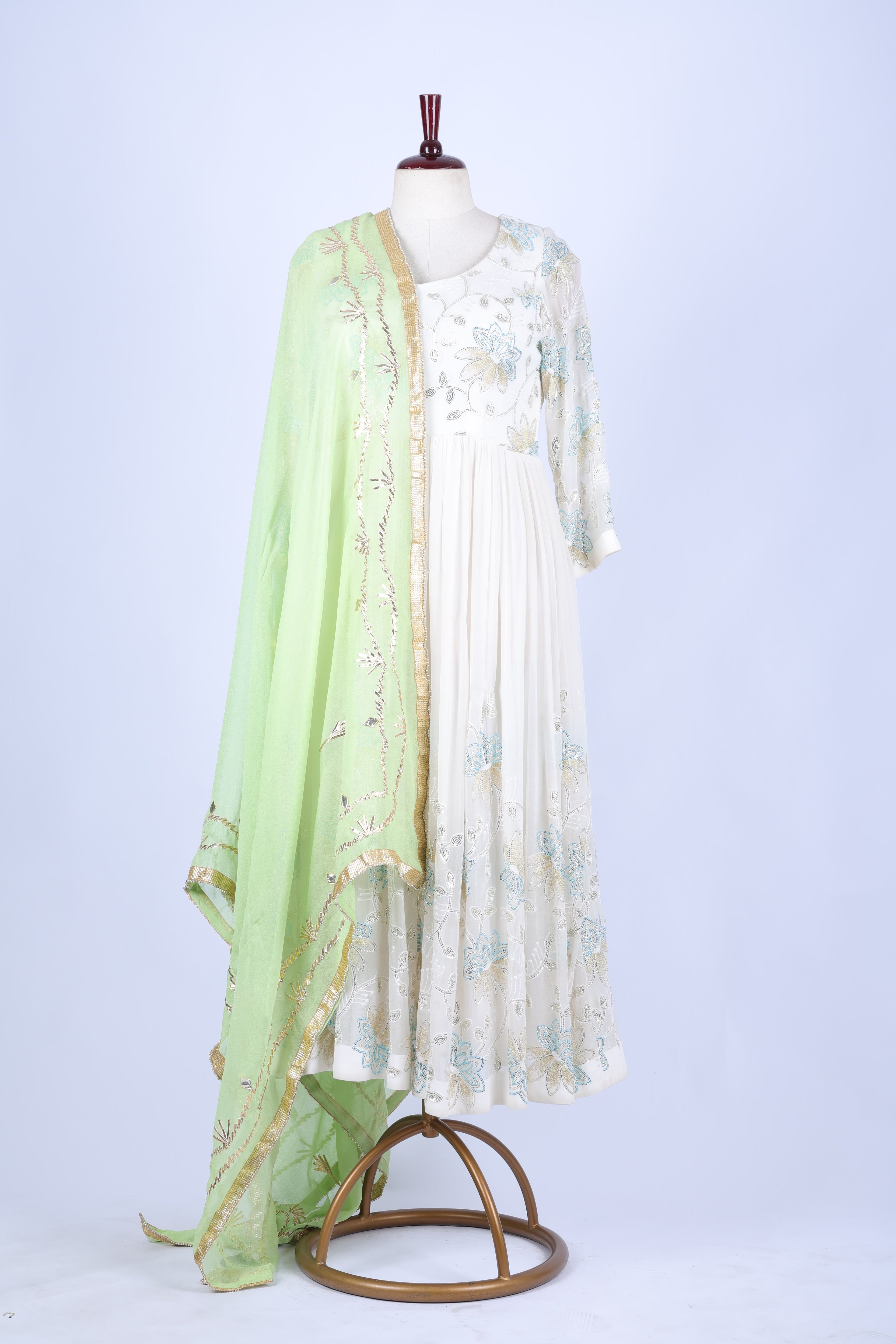 Mint Green Embroidered Dupatta
