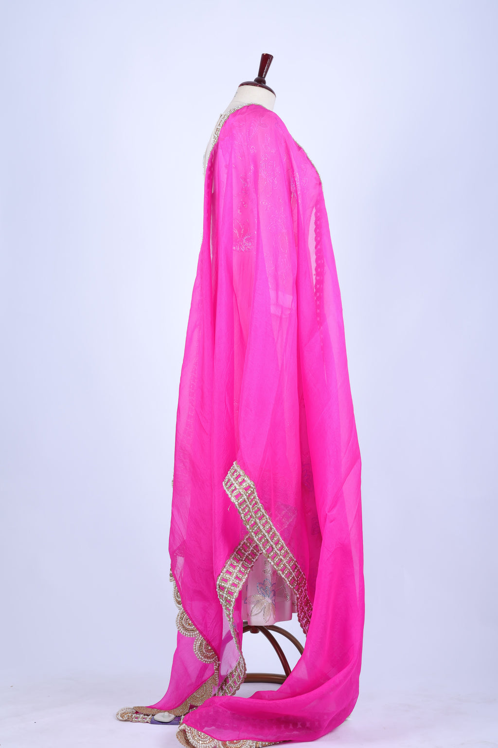 Fuchsia Pink Embroidered Dupatta
