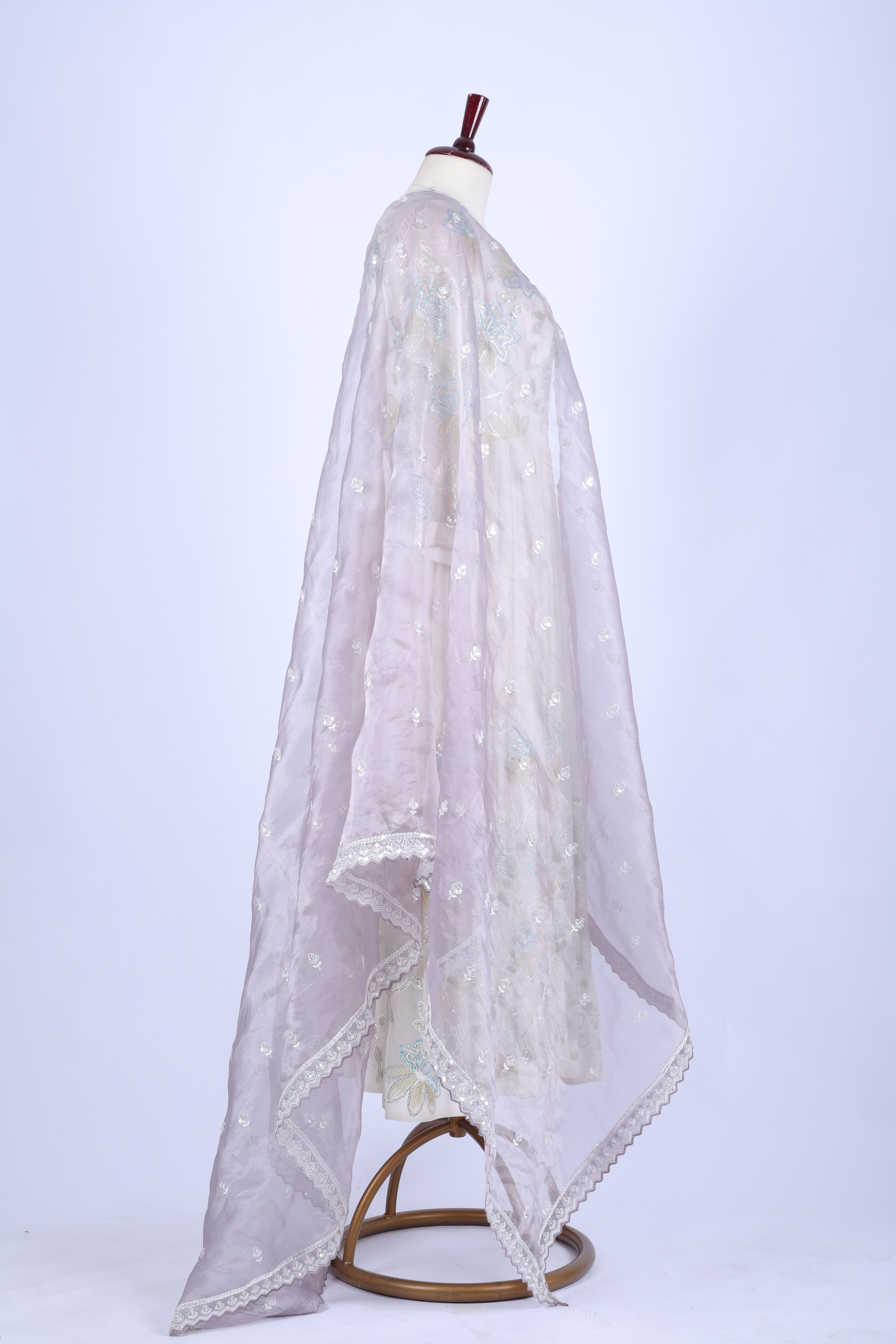 Lilac Embroidered Dupatta