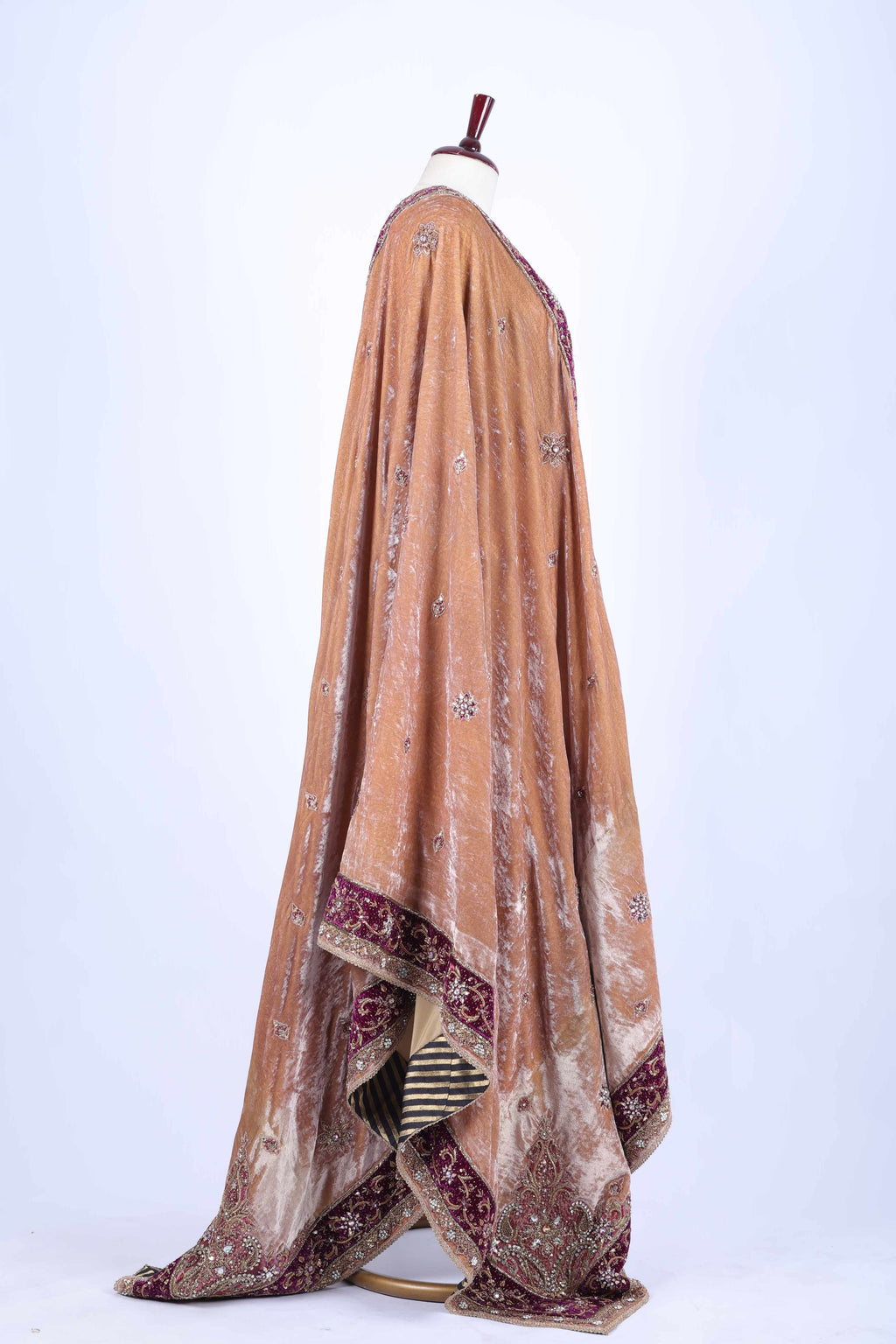 Caramel Velvet Embroidered Dupatta