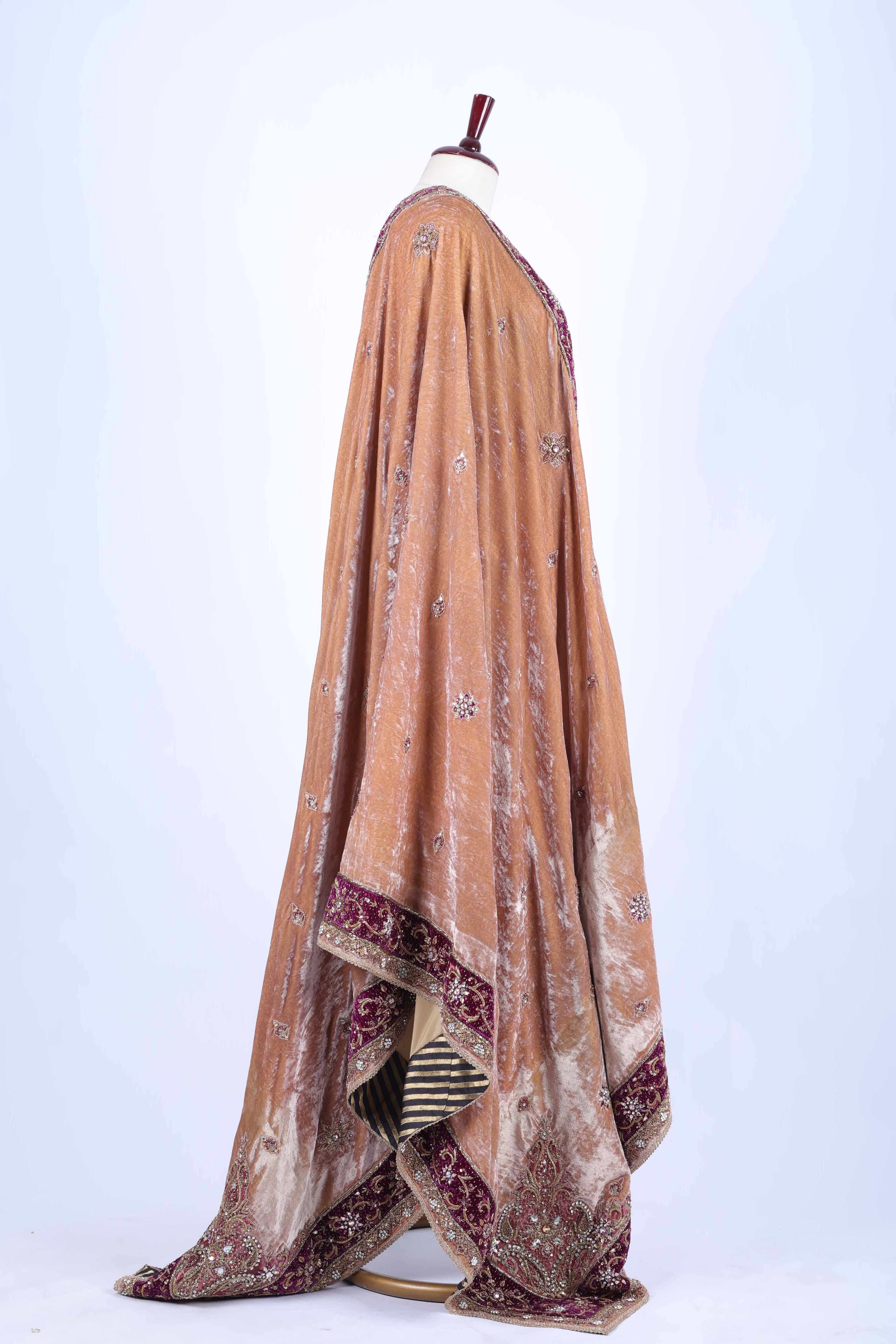 Caramel Velvet Embroidered Dupatta