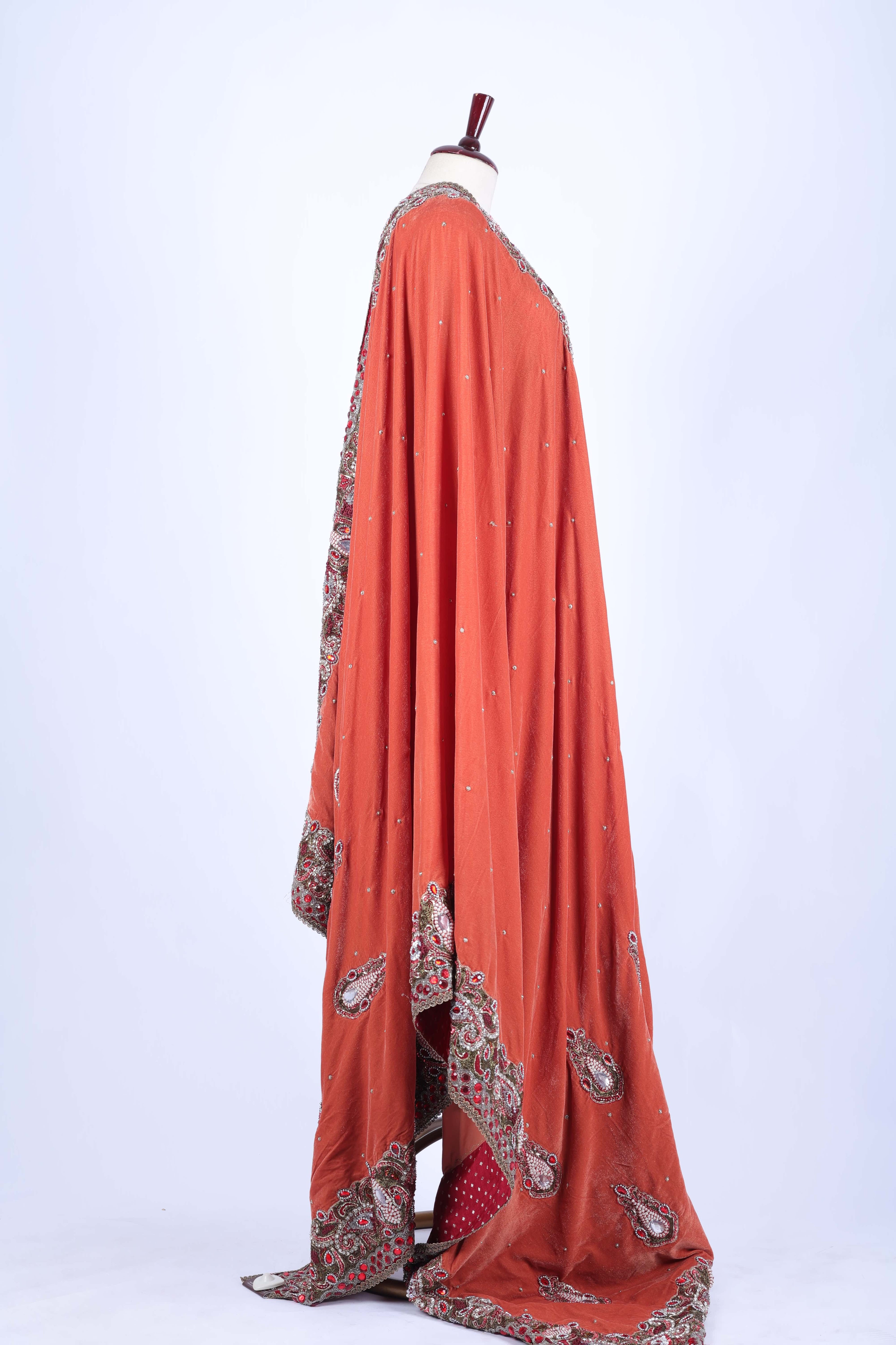 Rust Embroidered Dupatta