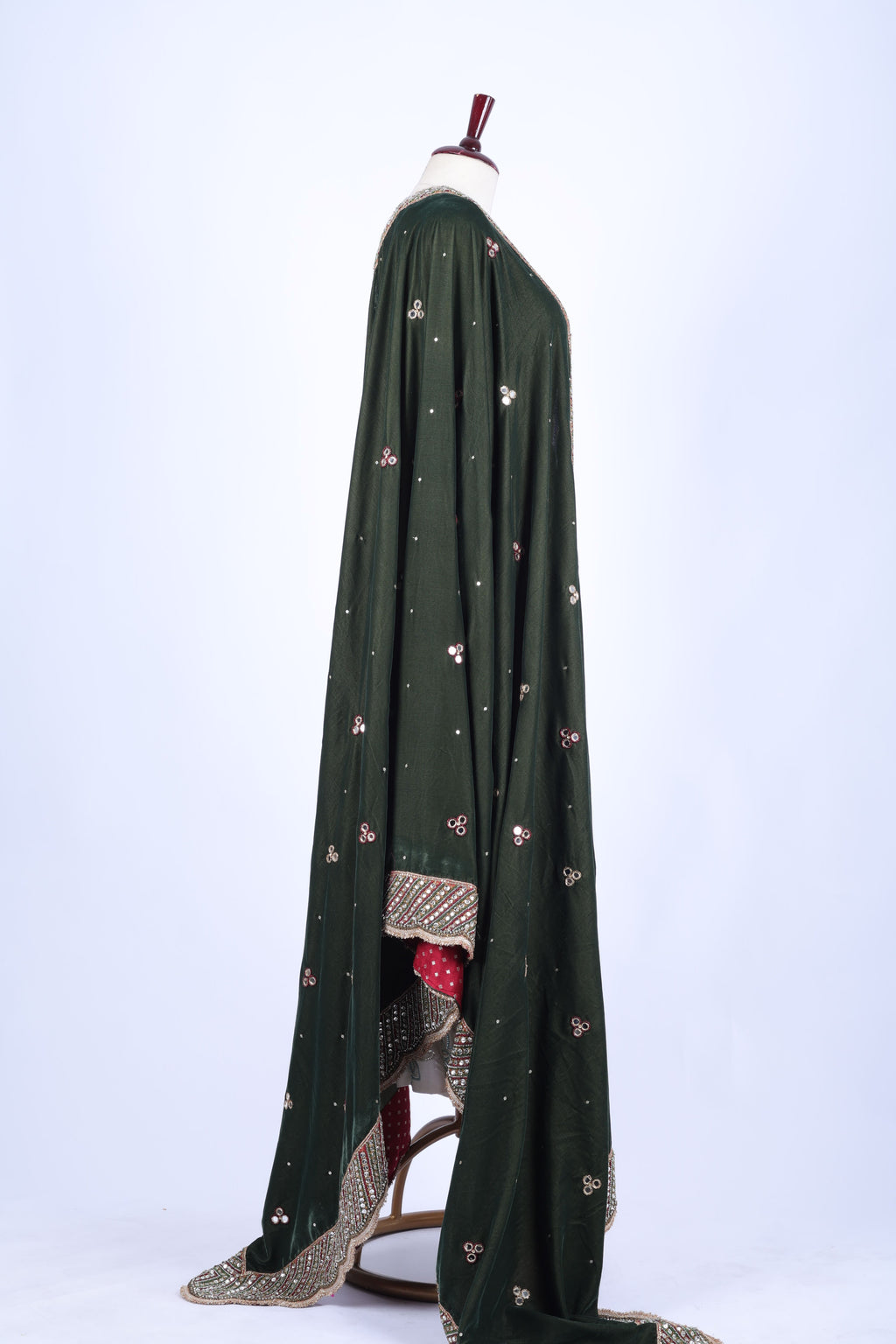 Emerald Green Embroidered Dupatta