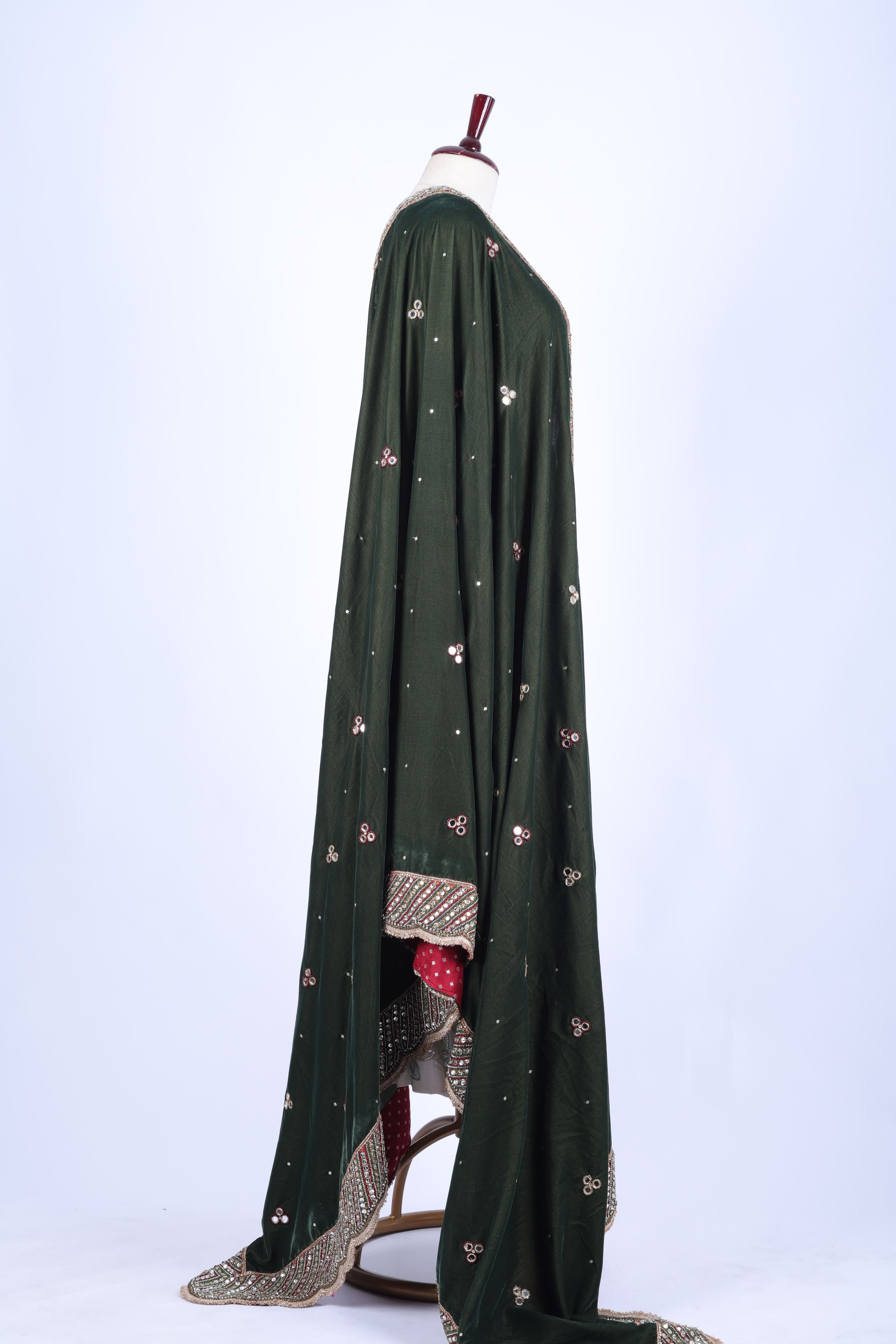 Emerald Green Embroidered Dupatta