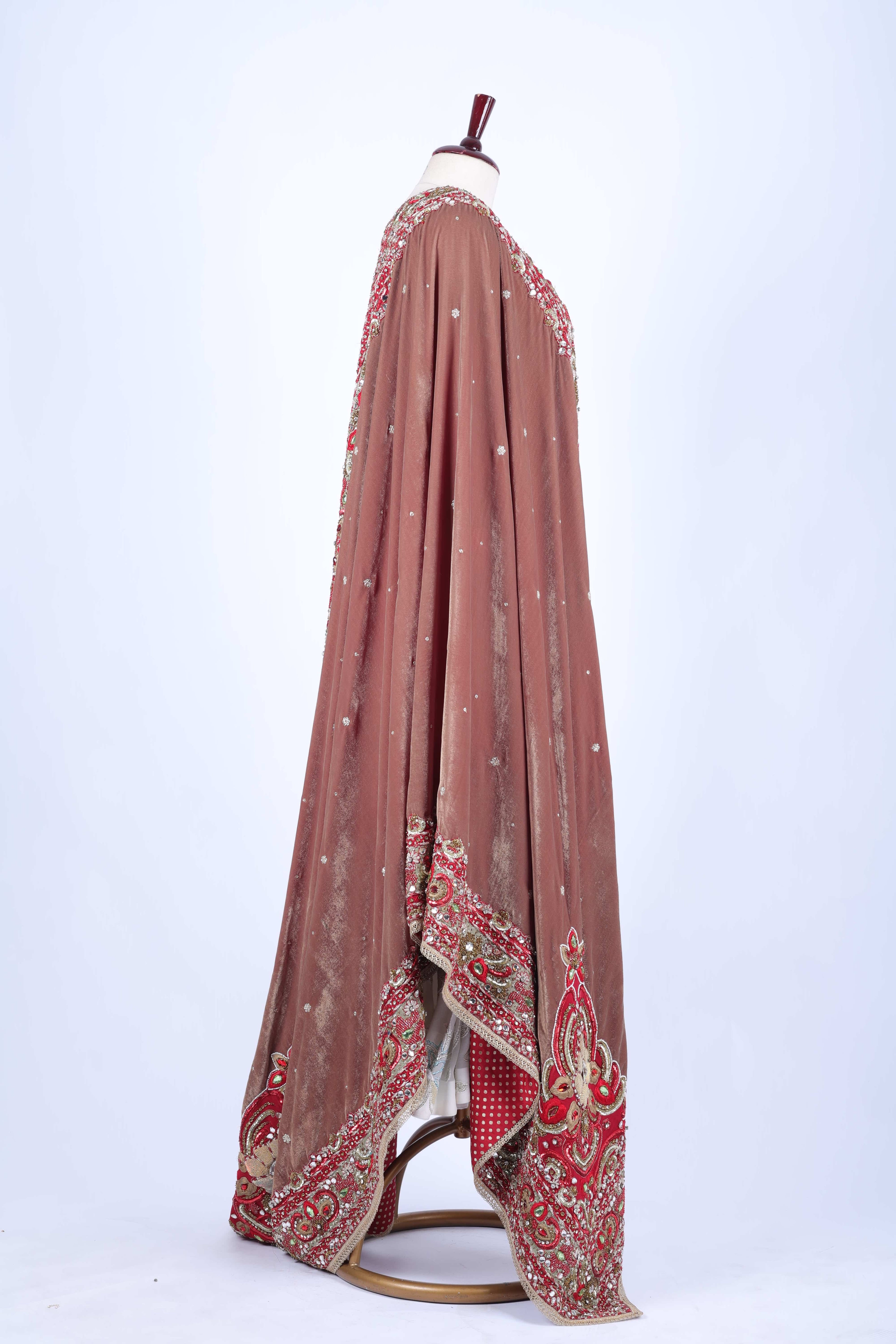 Rosewood Velvet Embroidered Dupatta