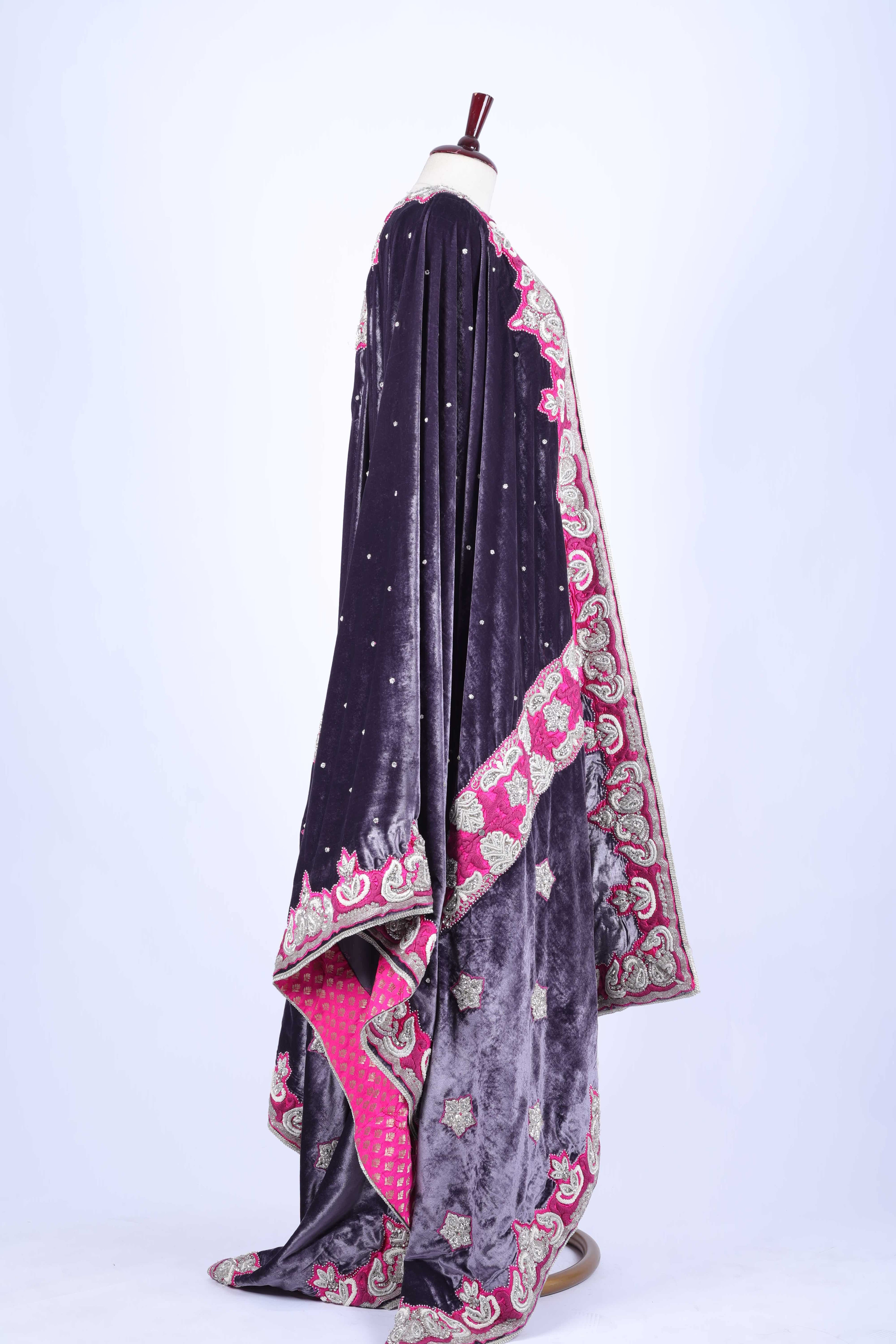 Charcoal Velvet Embroidered Dupatta