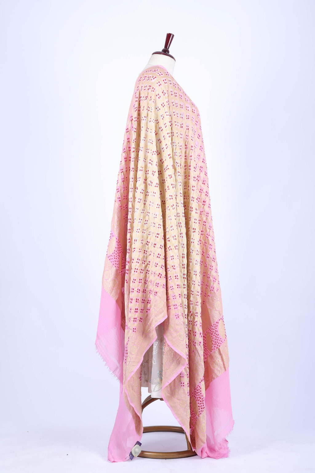 Blush Pink and Gold Embroidered Dupatta