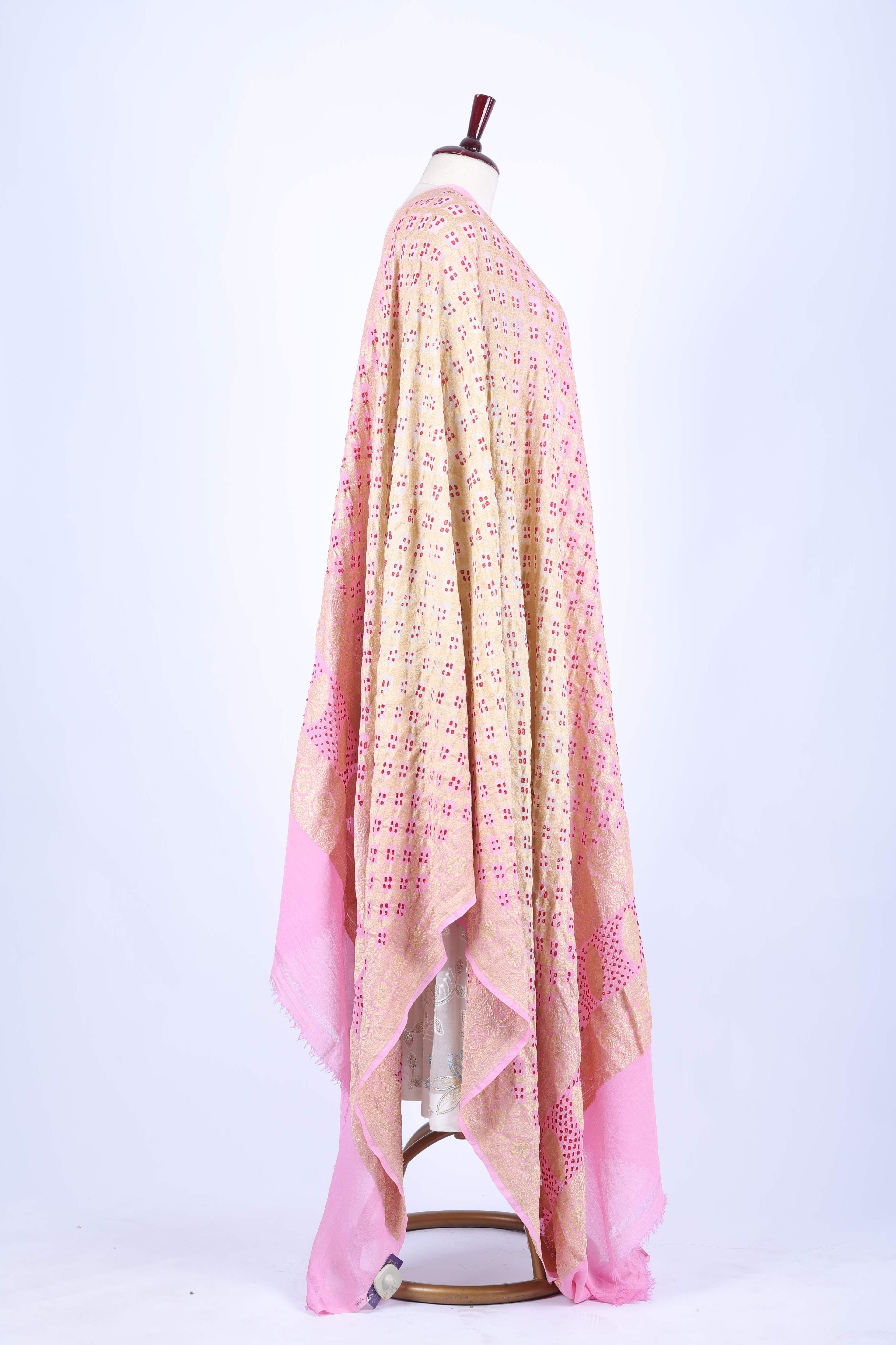 Blush Pink and Gold Embroidered Dupatta