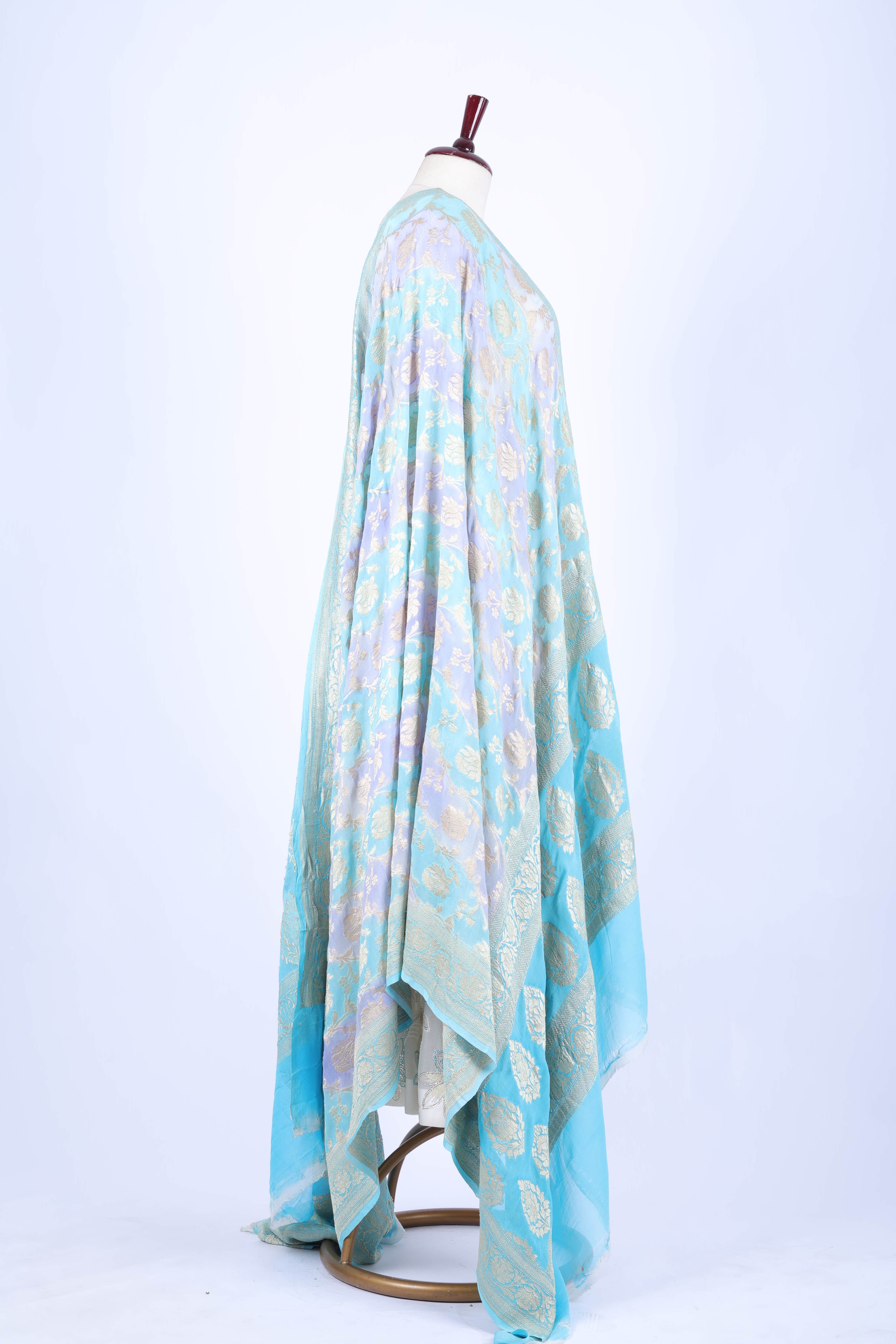 Aqua Blue Banarasi Dupatta