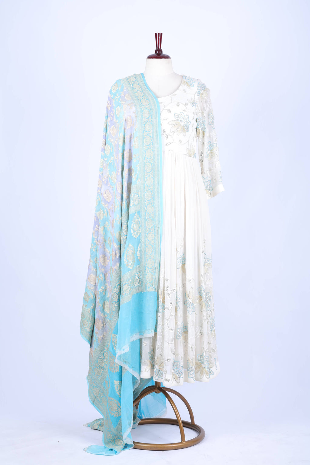 Aqua Blue Banarasi Dupatta