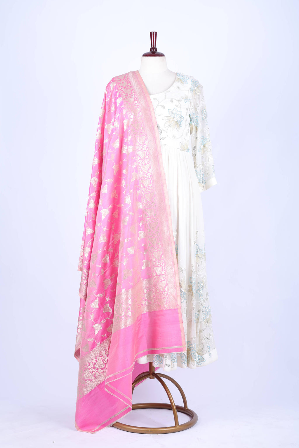 Pink and Gold Banarasi Dupatta