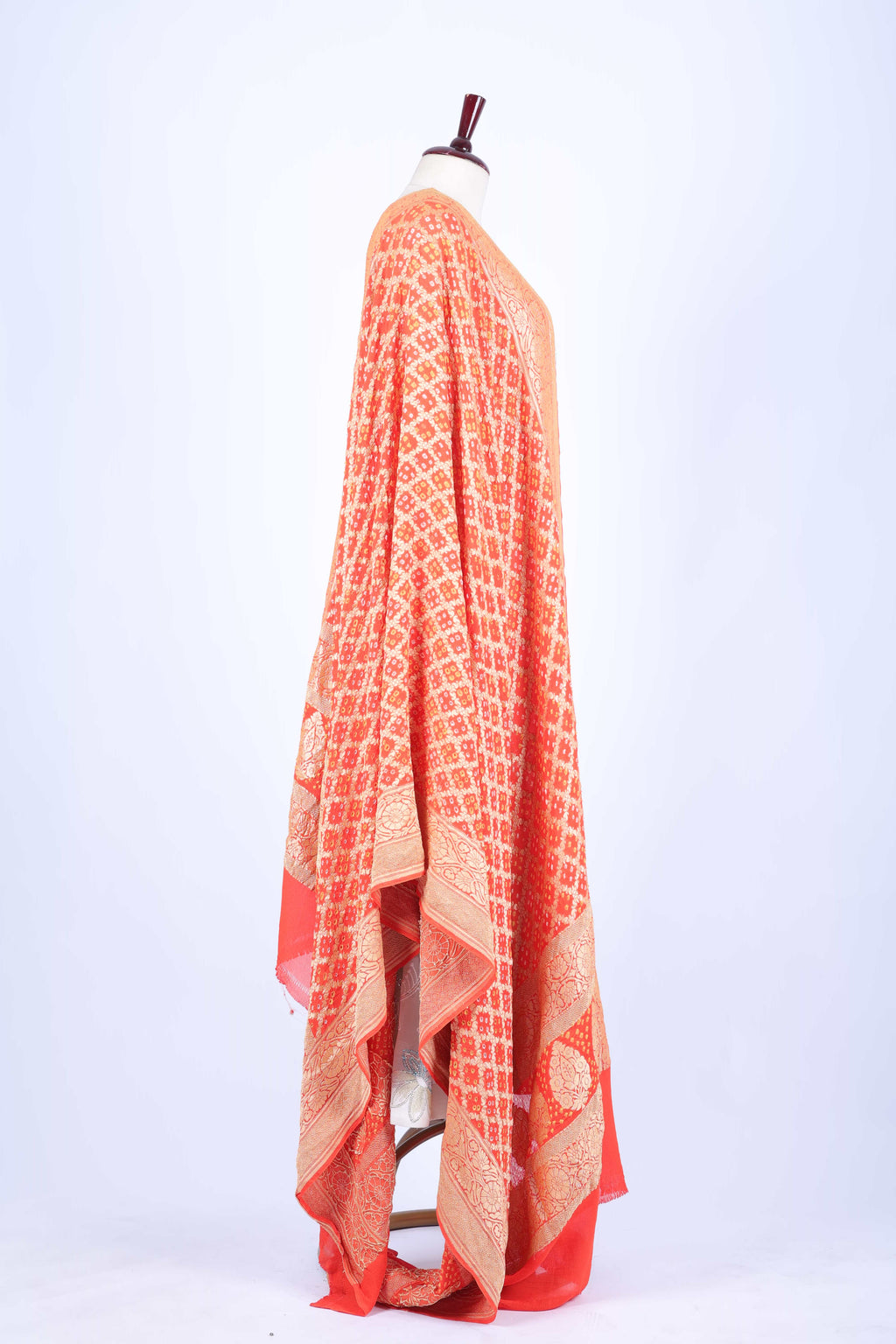 Coral and Gold Banarasi Dupatta