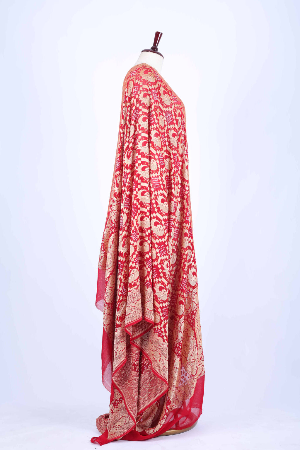 Red and Gold Embroidered Dupatta