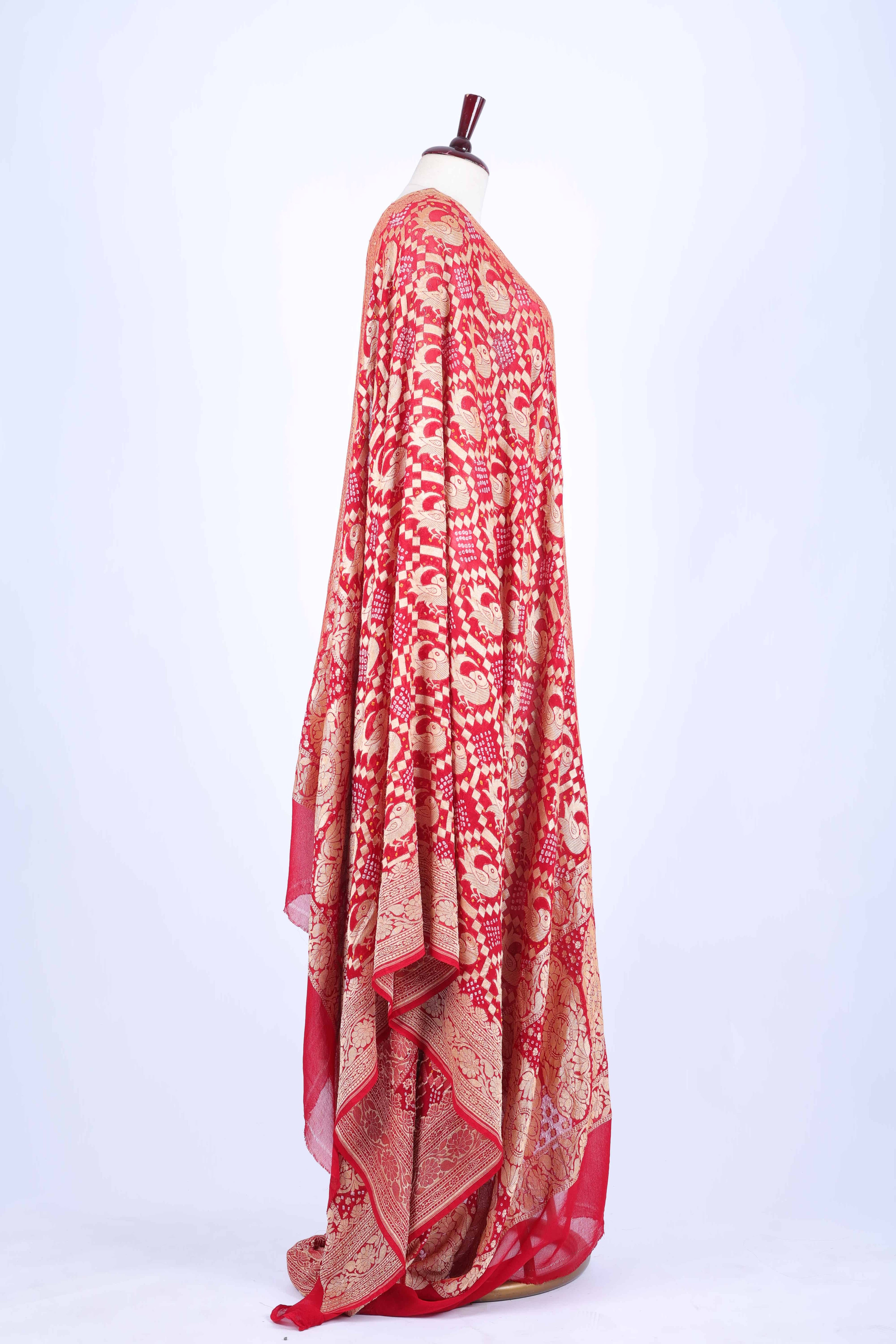 Red and Gold Embroidered Dupatta
