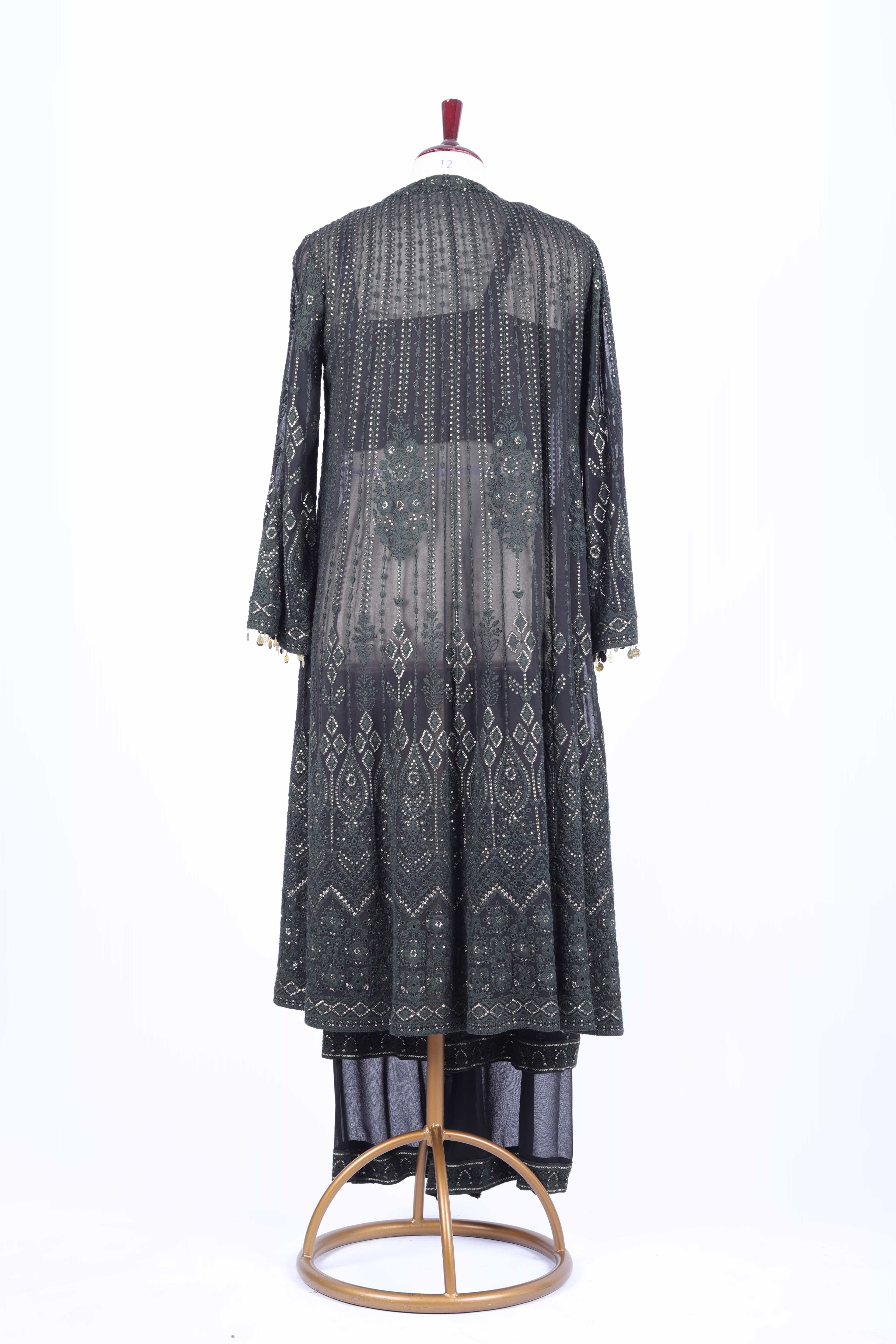 Black Printed Jacket Set