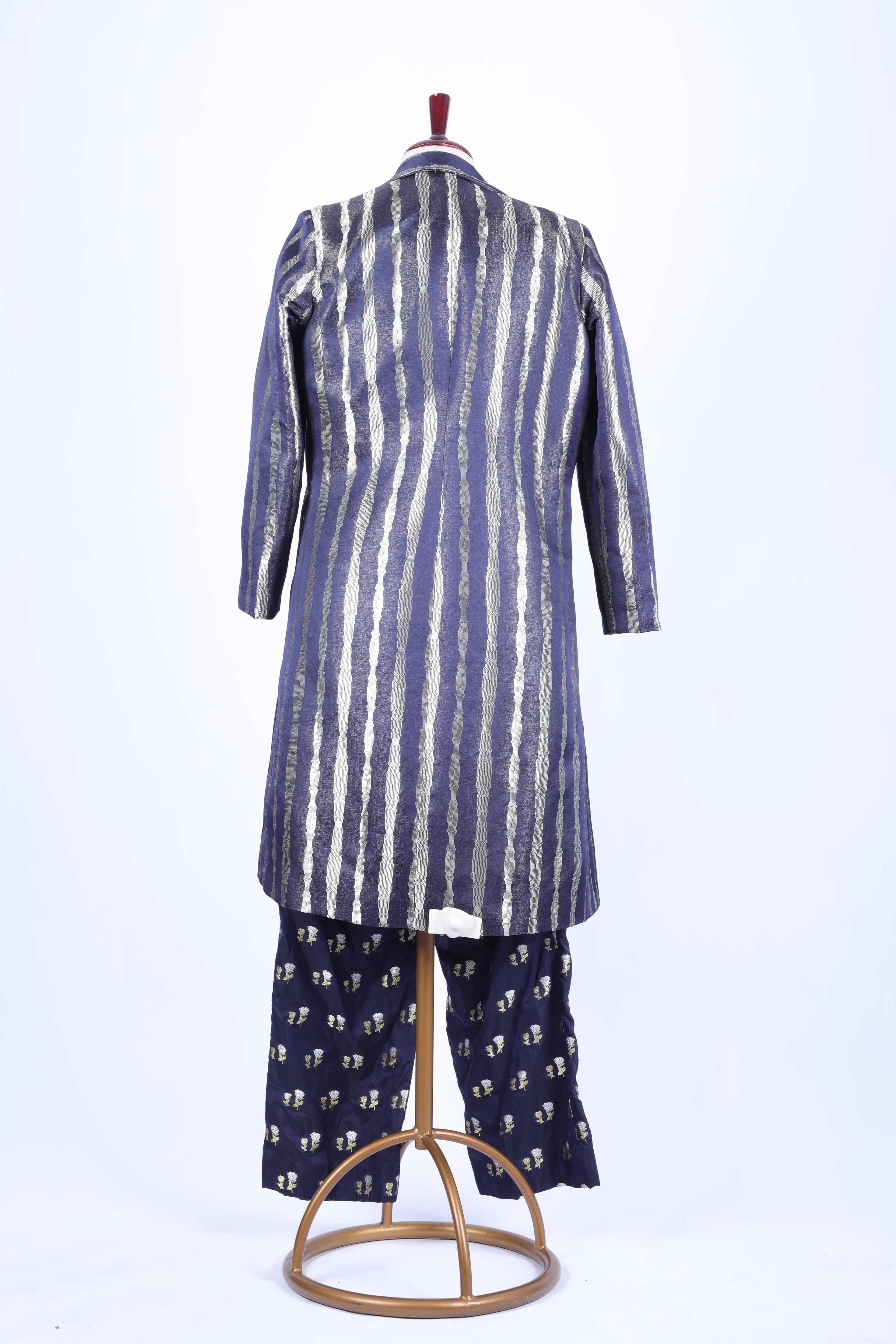 Indigo Printed Jacket Set