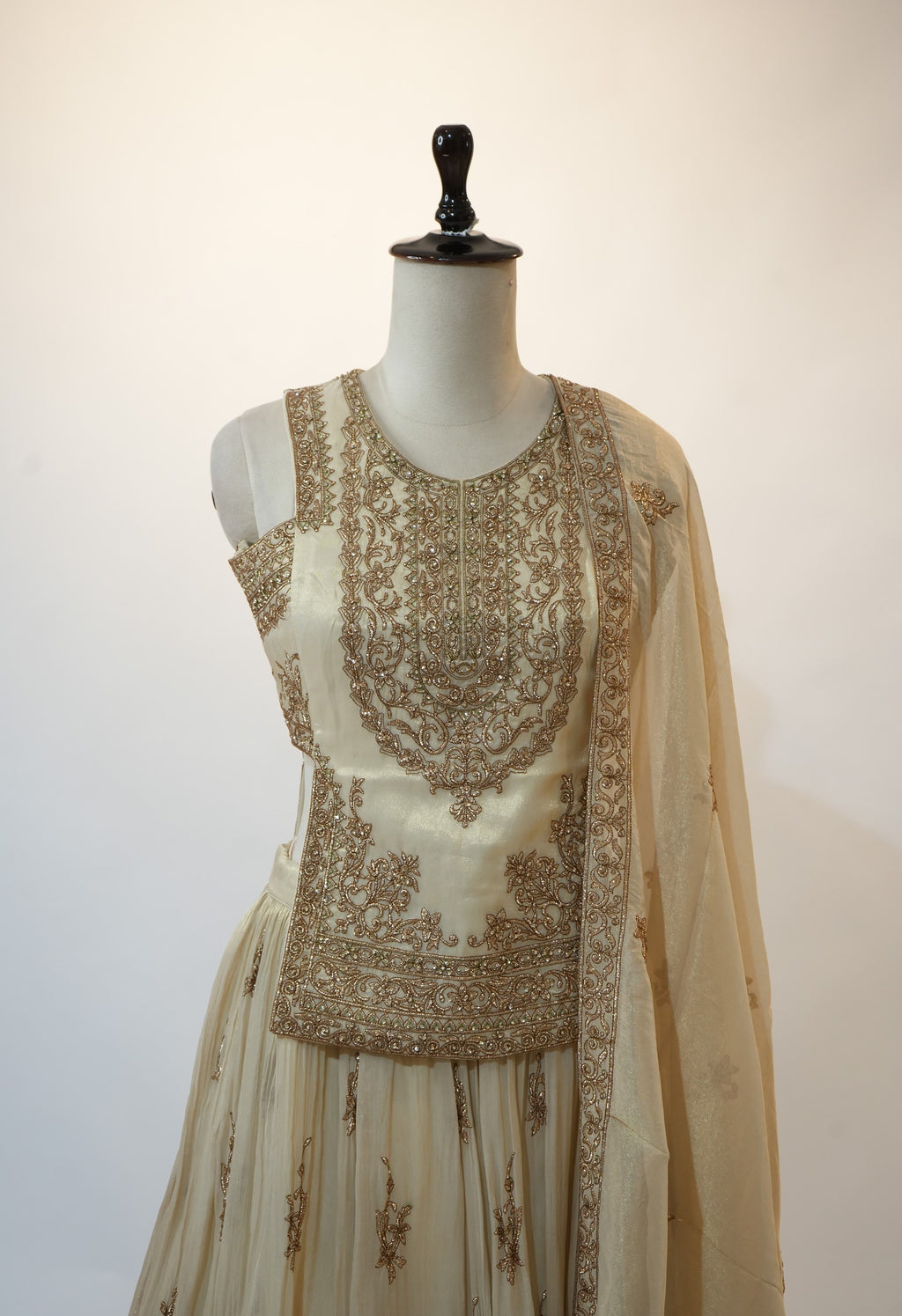 Ivory Zardozi Anarkali Set