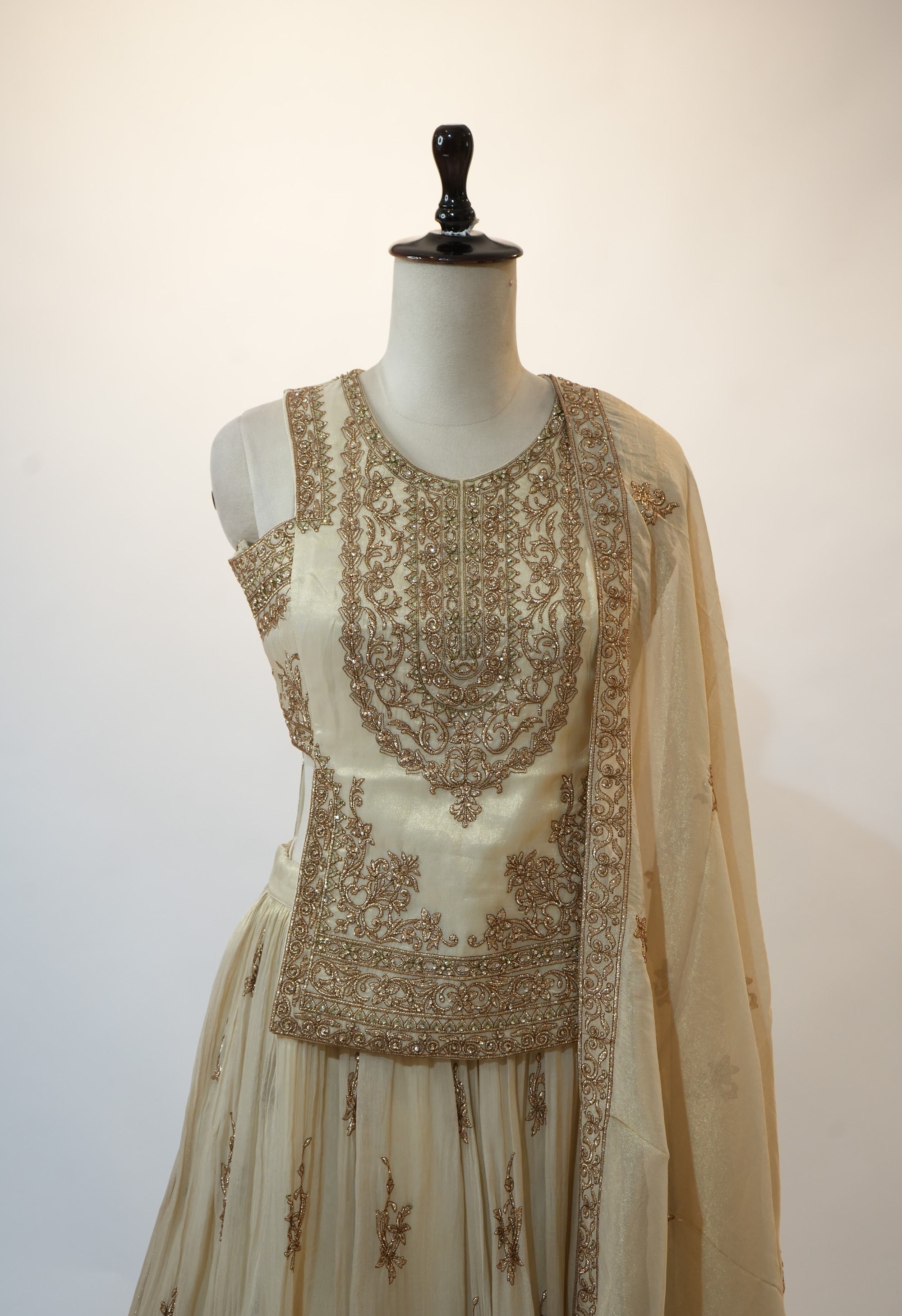 Ivory Zardozi Anarkali Set