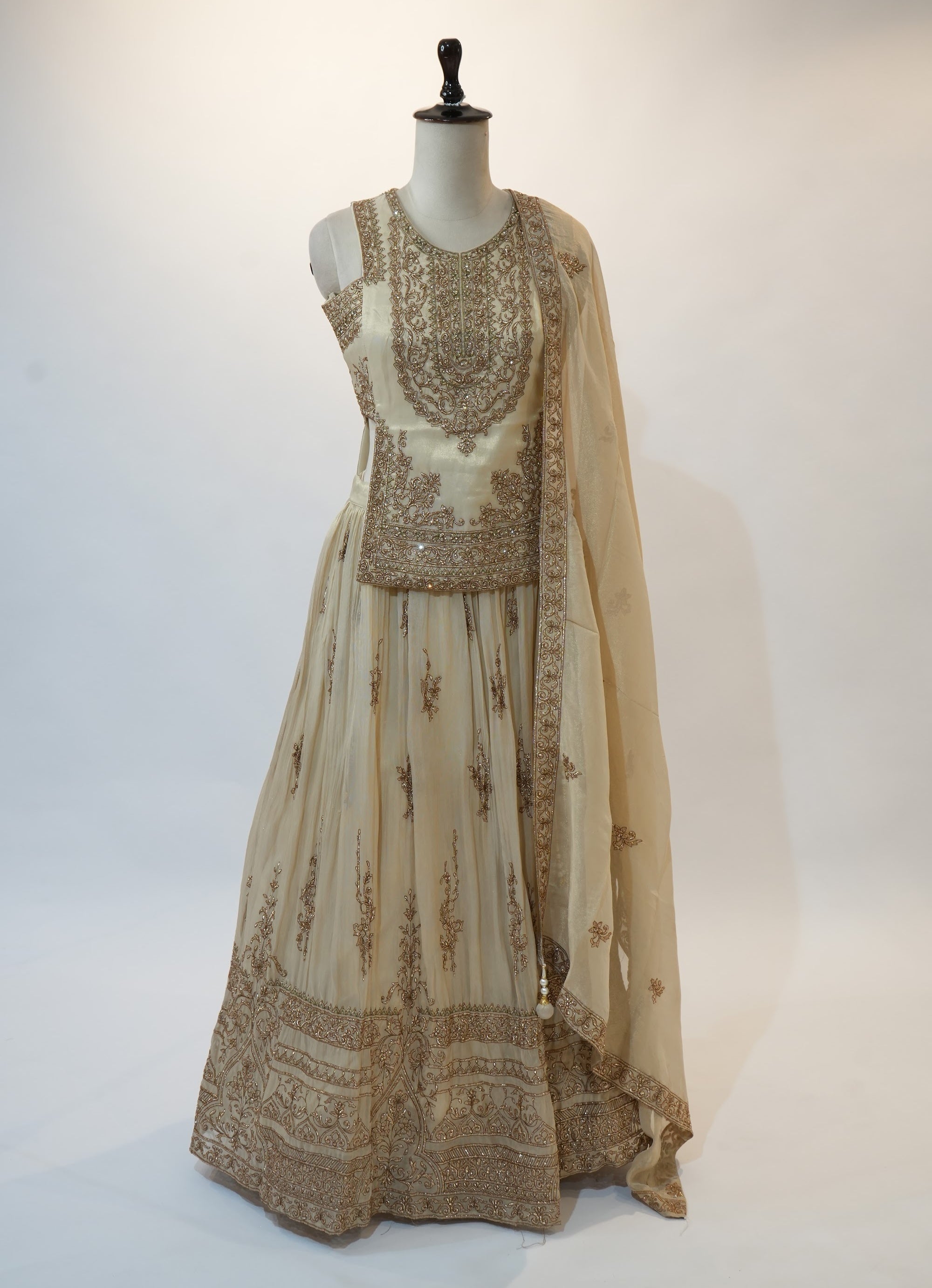 Ivory Zardozi Anarkali Set