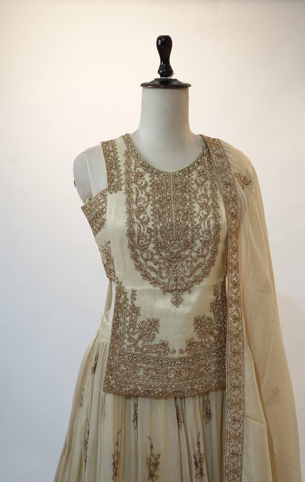 Ivory Zardozi Anarkali Set