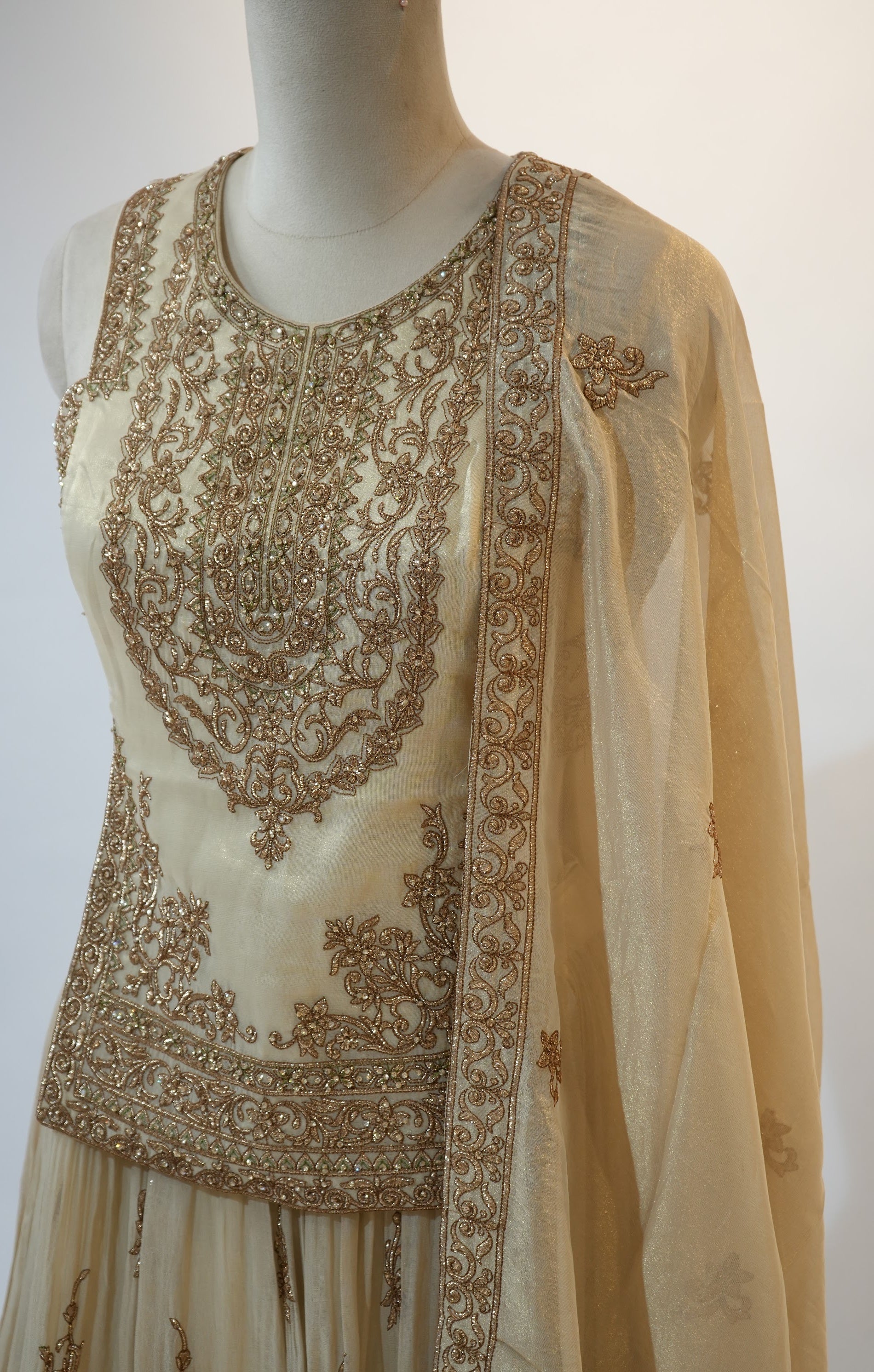 Ivory Zardozi Anarkali Set