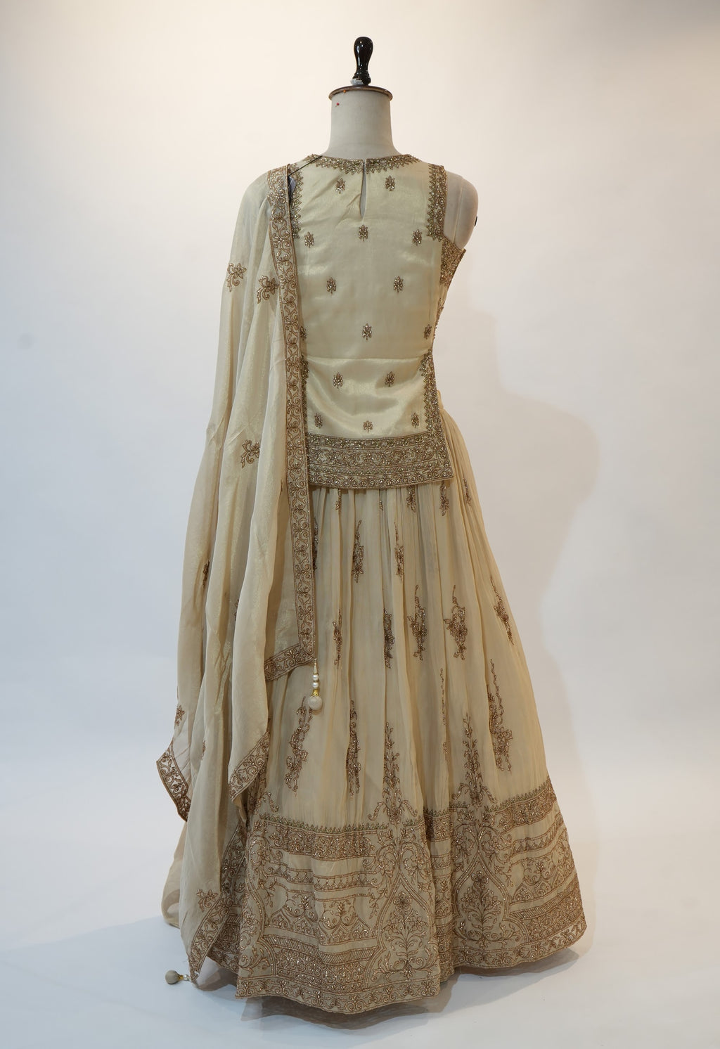 Ivory Zardozi Anarkali Set