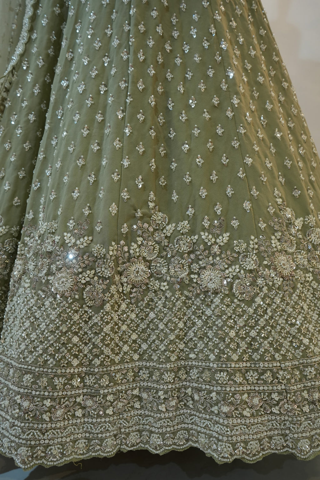 Sage Green Chikankari Embroidered Lehenga Set
