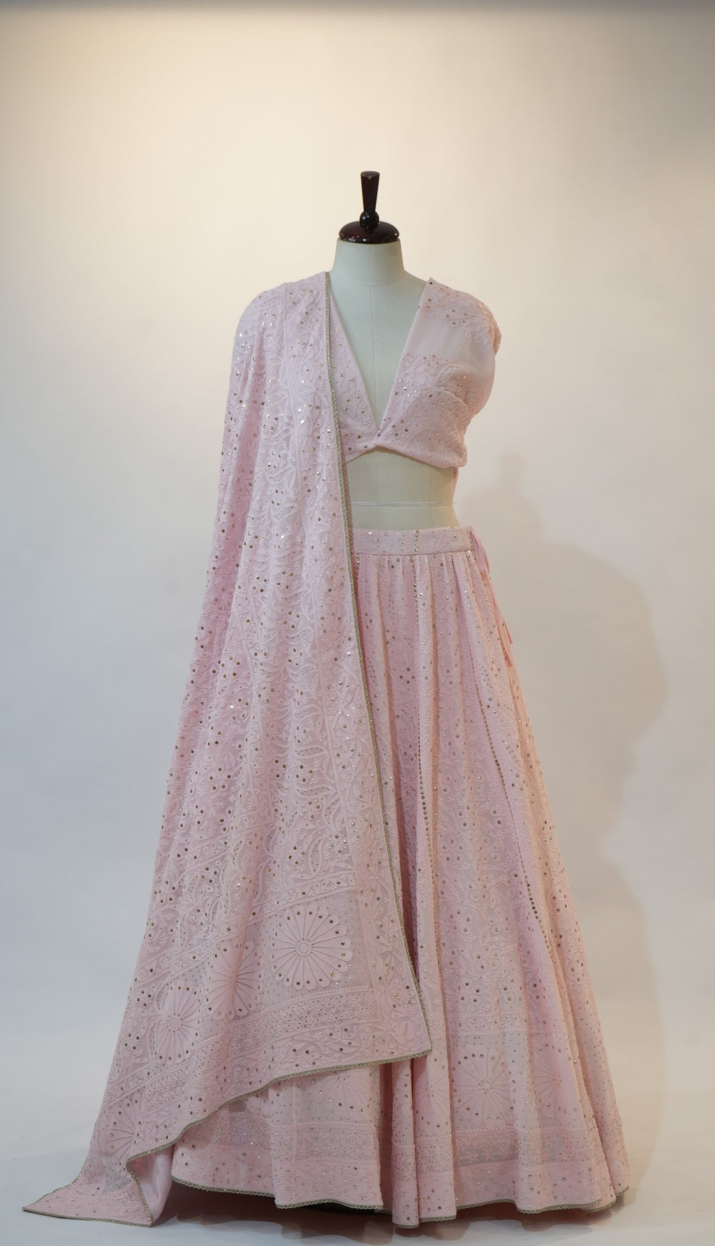 Blush Pink Chikankari Lehenga Set