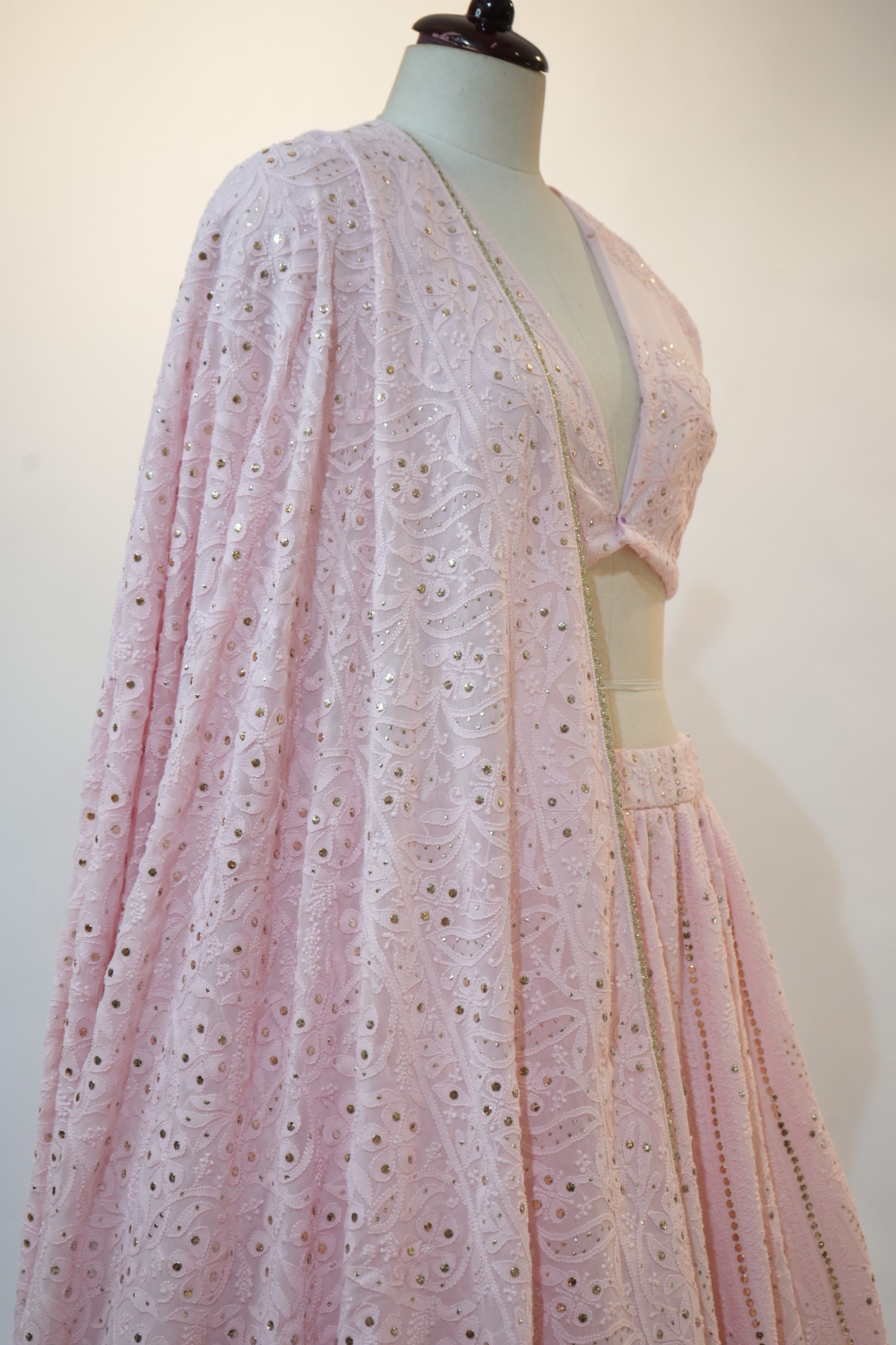 Blush Pink Chikankari Lehenga Set
