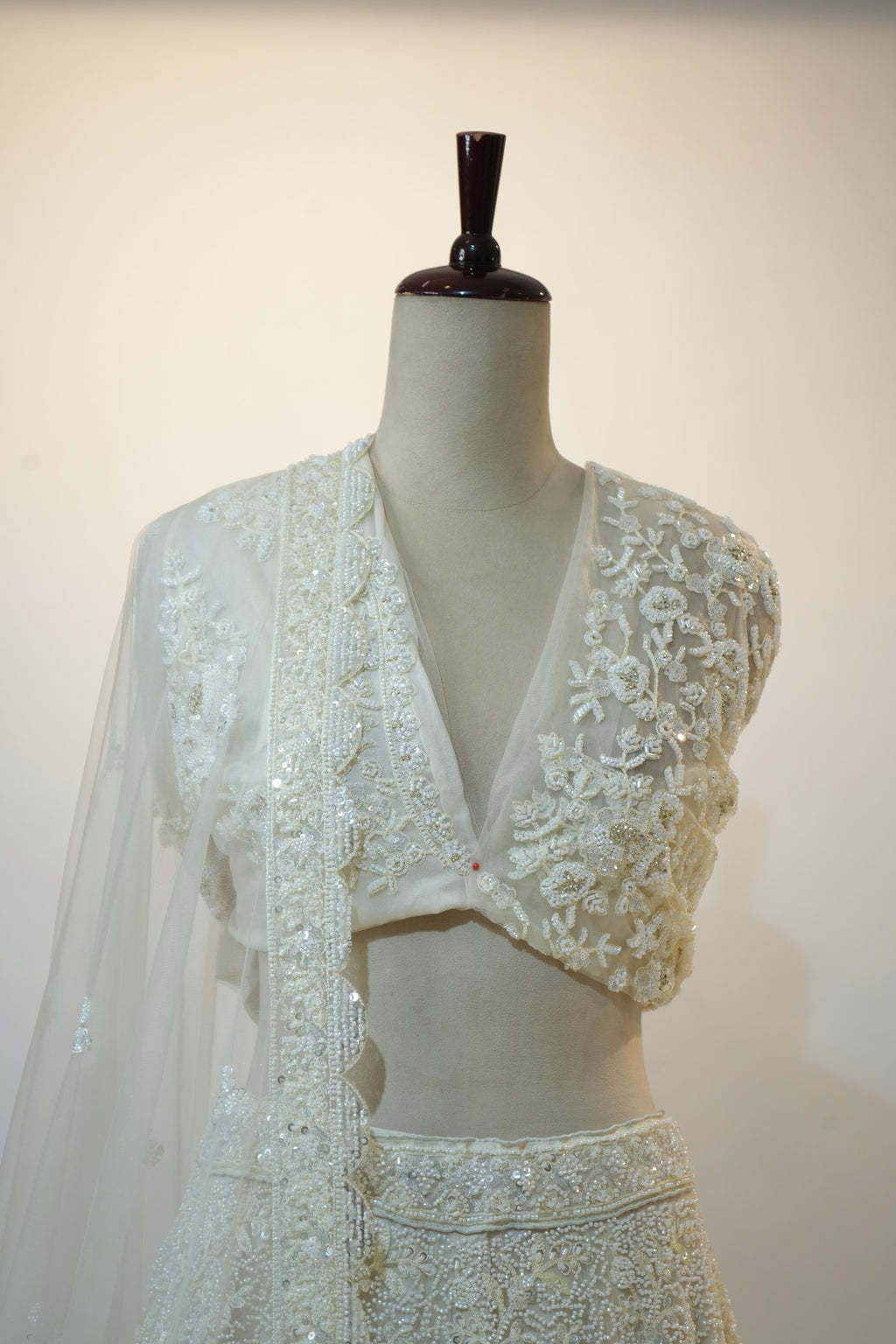 Ivory All-Over Embroidered Bridal Lehenga Set