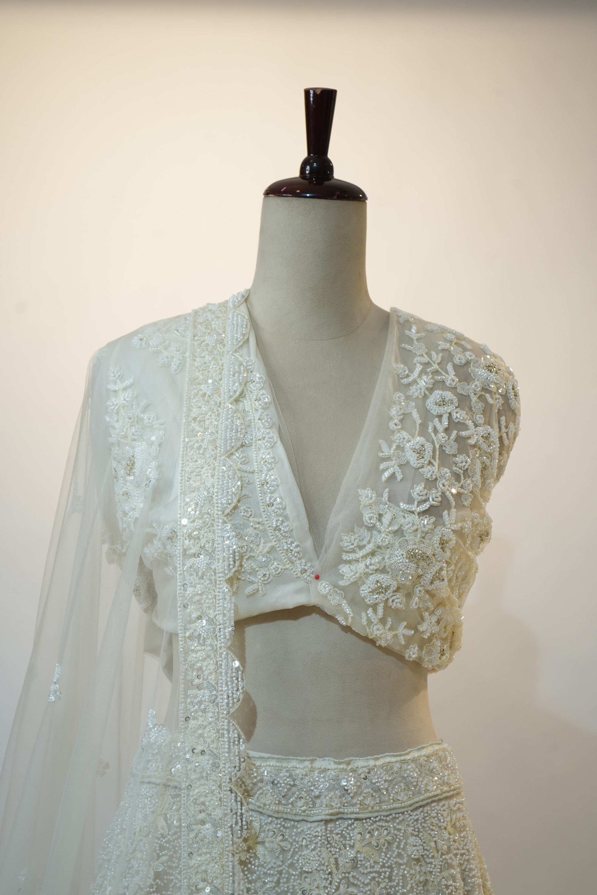 Ivory All-Over Embroidered Bridal Lehenga Set