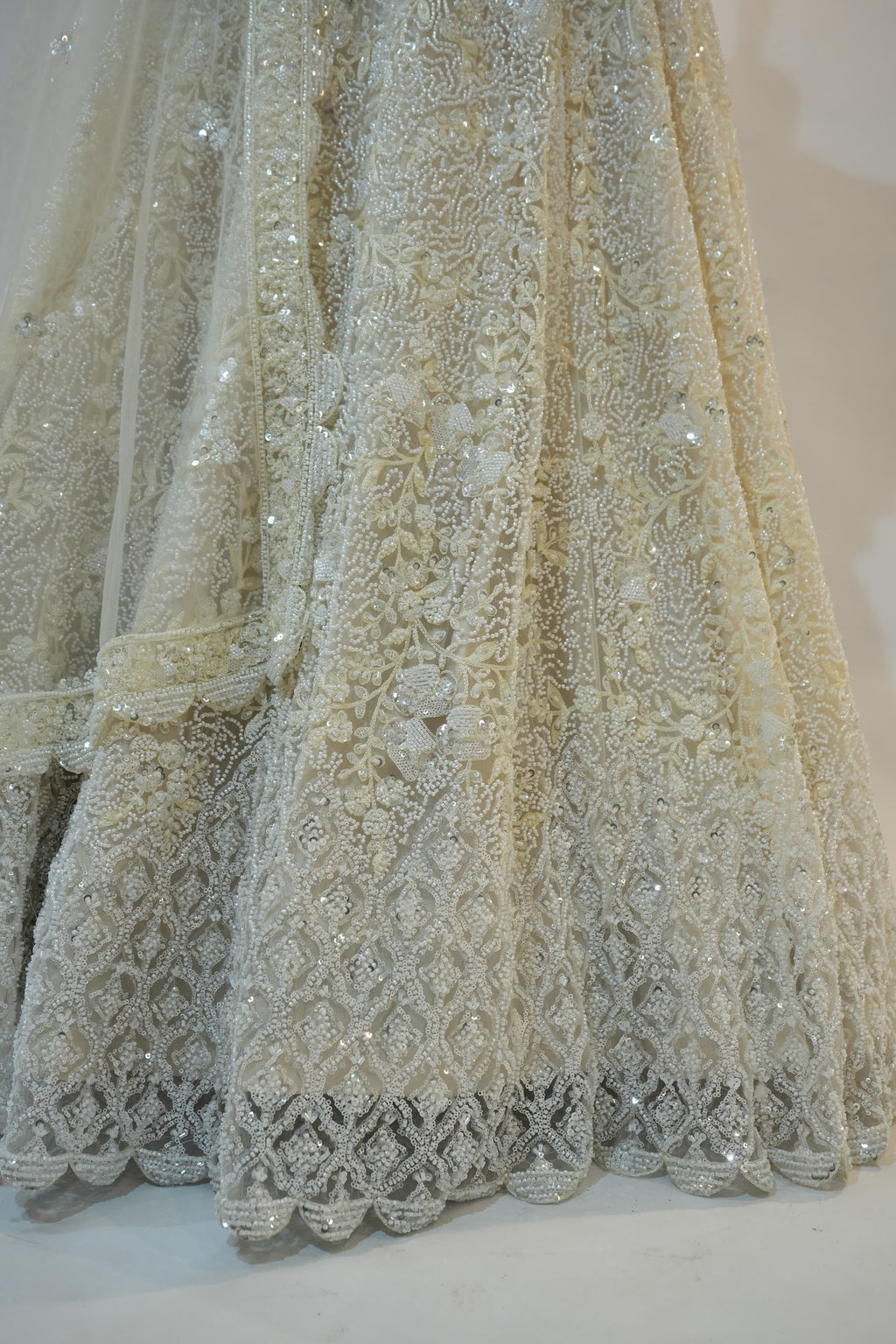 Ivory All-Over Embroidered Bridal Lehenga Set