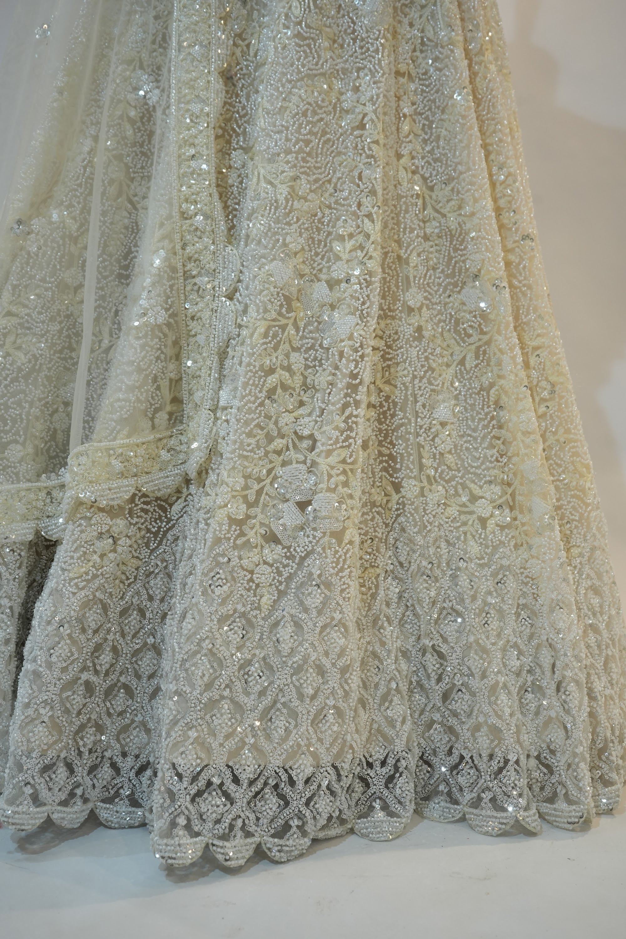 Ivory All-Over Embroidered Bridal Lehenga Set