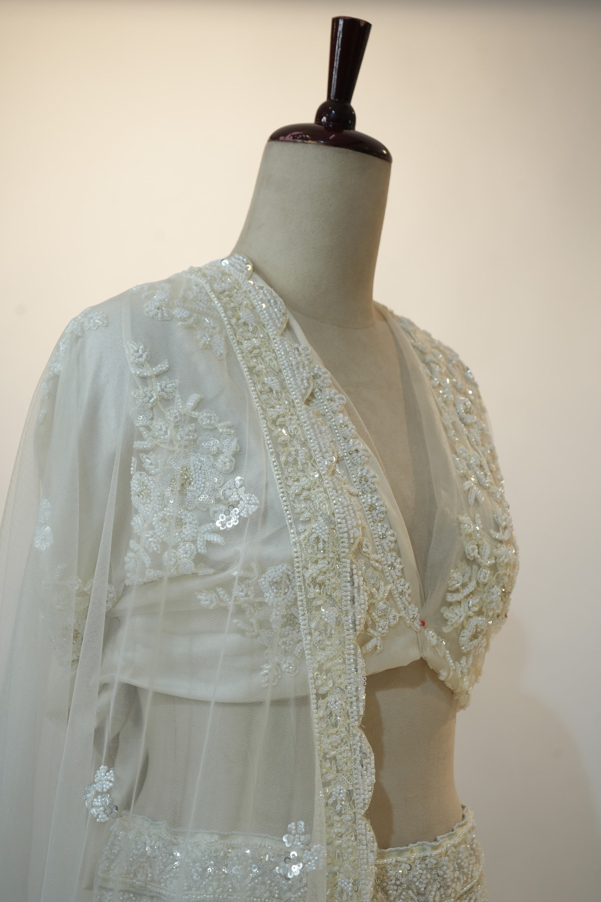 Ivory All-Over Embroidered Bridal Lehenga Set