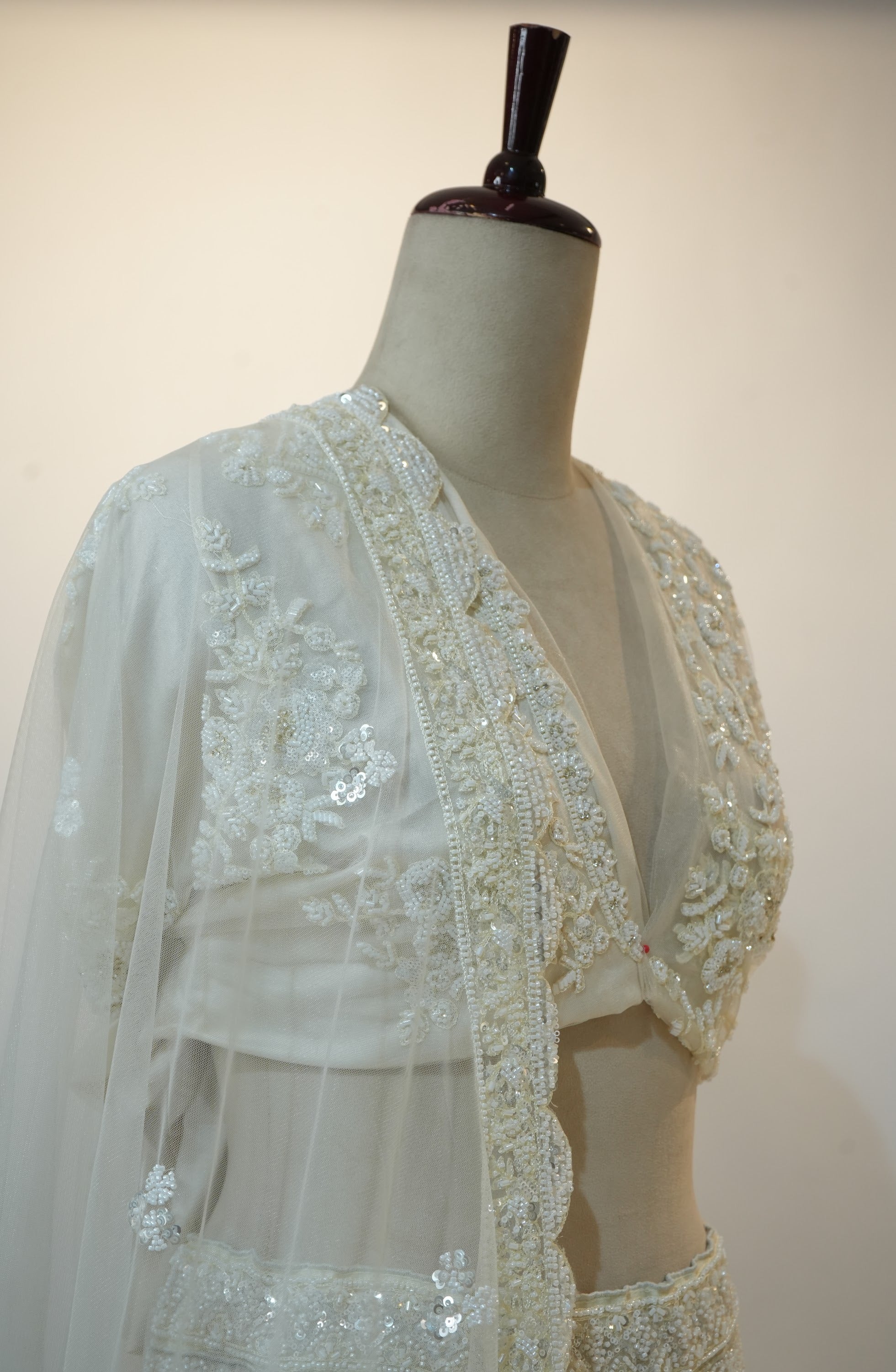 Ivory All-Over Embroidered Bridal Lehenga Set