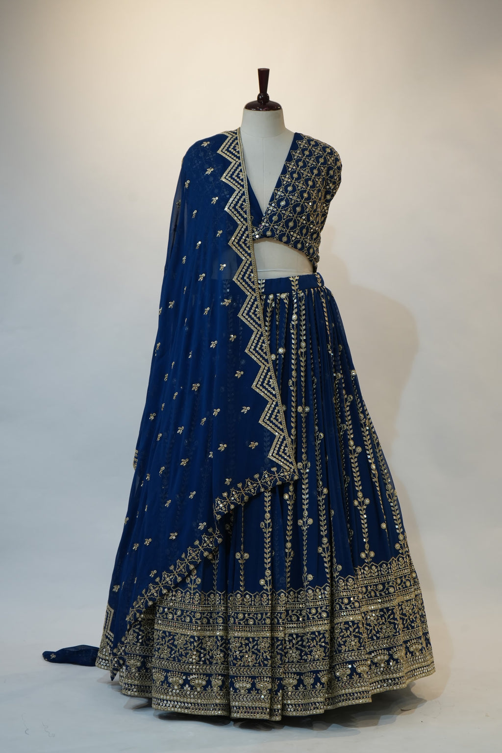 Royal Blue Silver Embroidered Lehenga Set