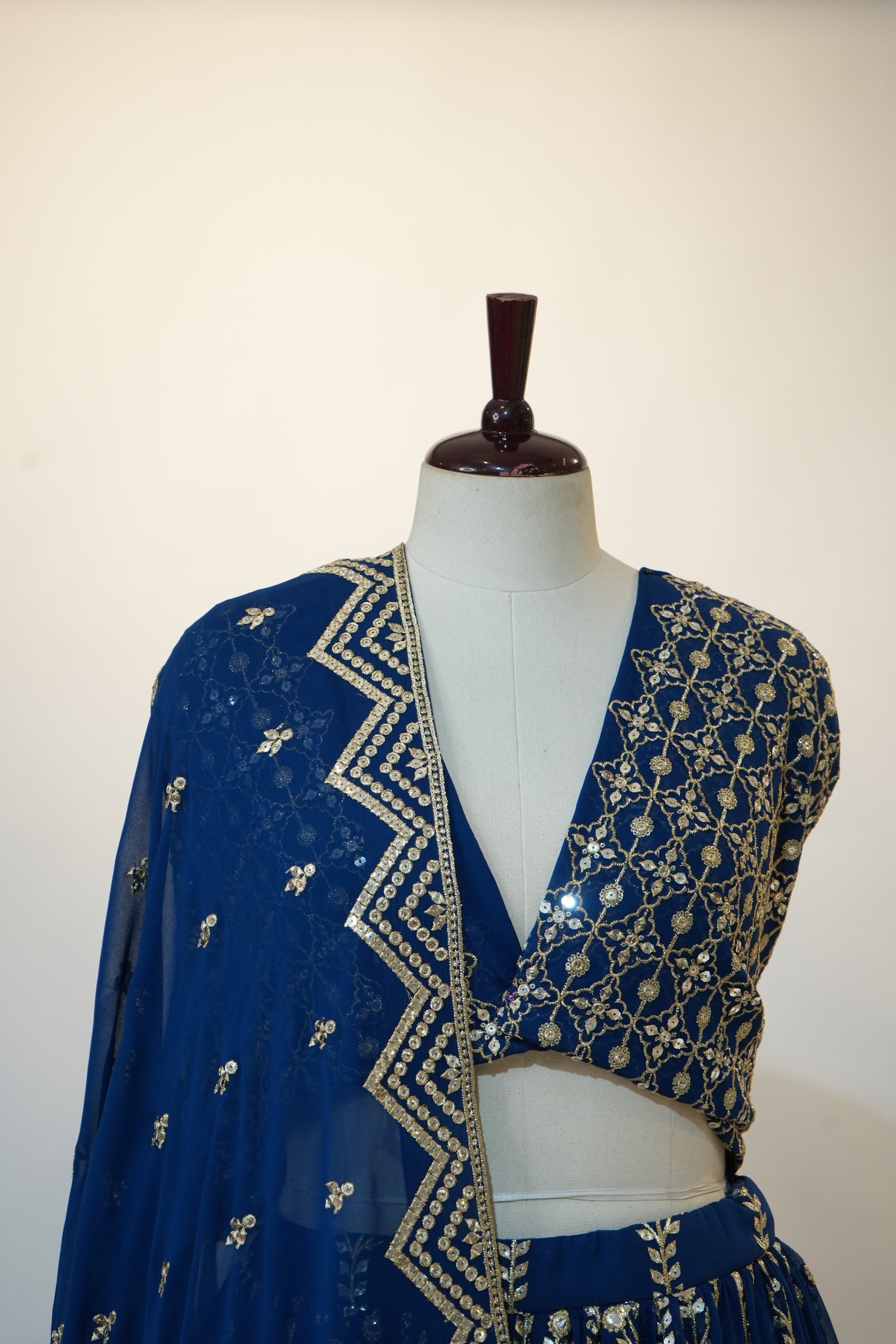 Royal Blue Silver Embroidered Lehenga Set