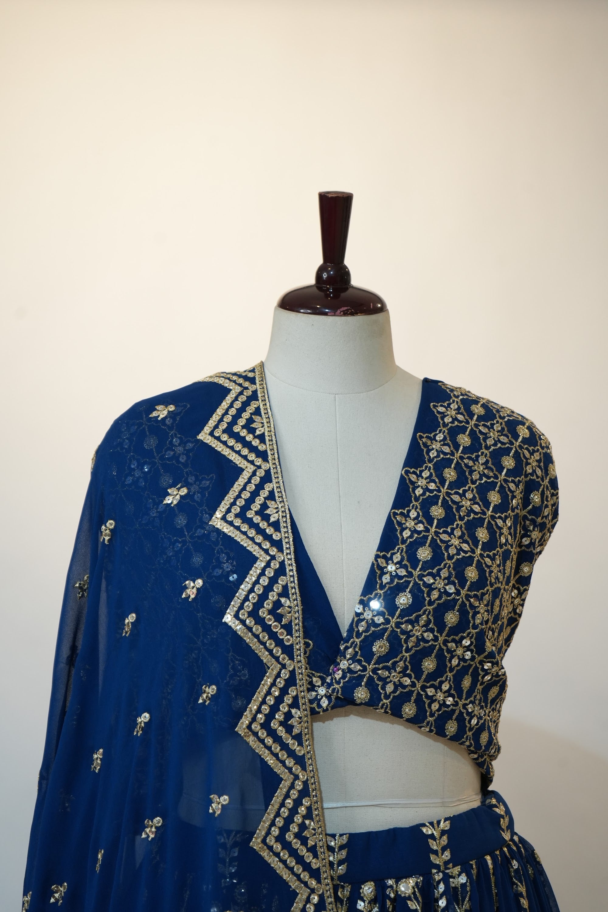 Royal Blue Silver Embroidered Lehenga Set