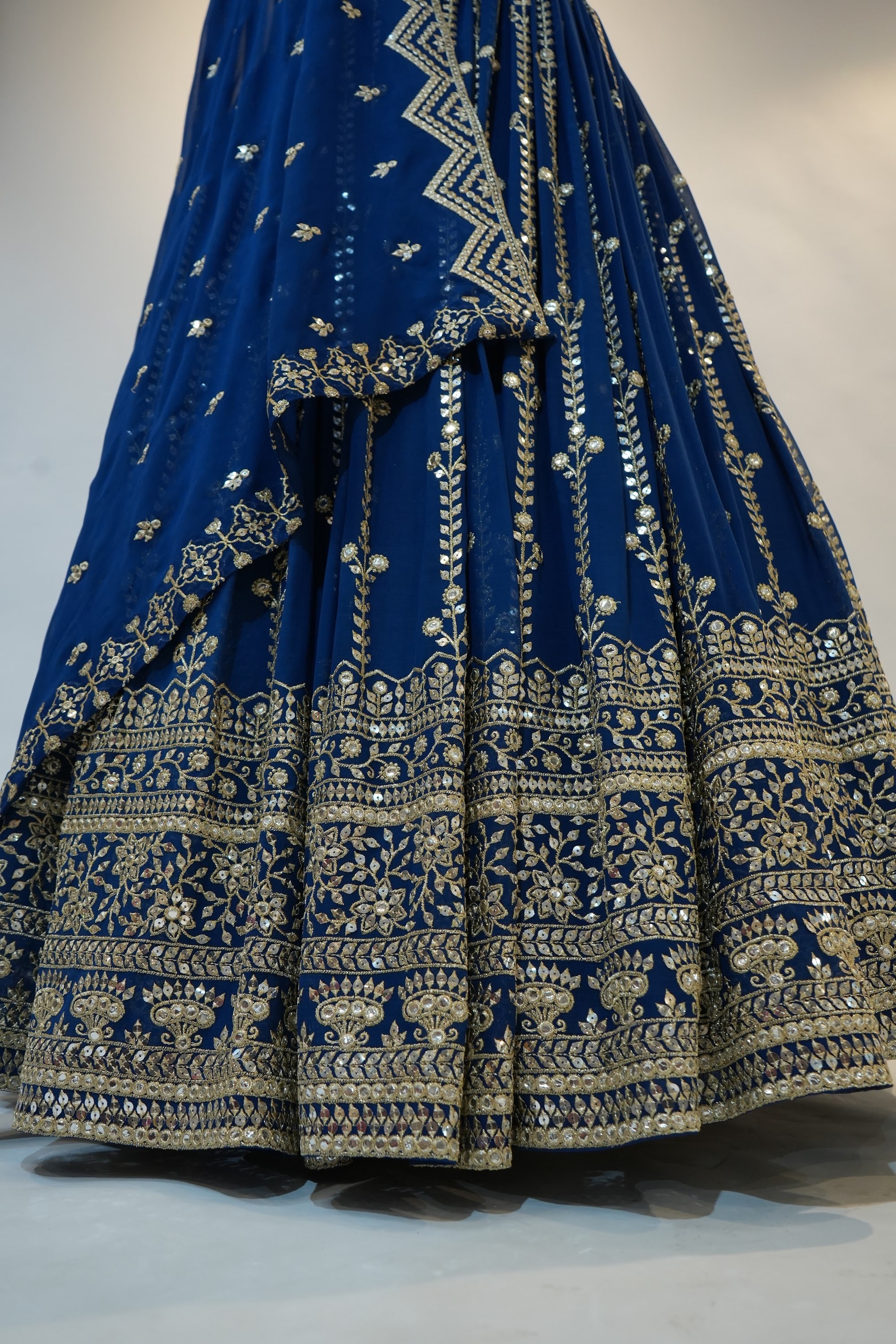 Royal Blue Silver Embroidered Lehenga Set