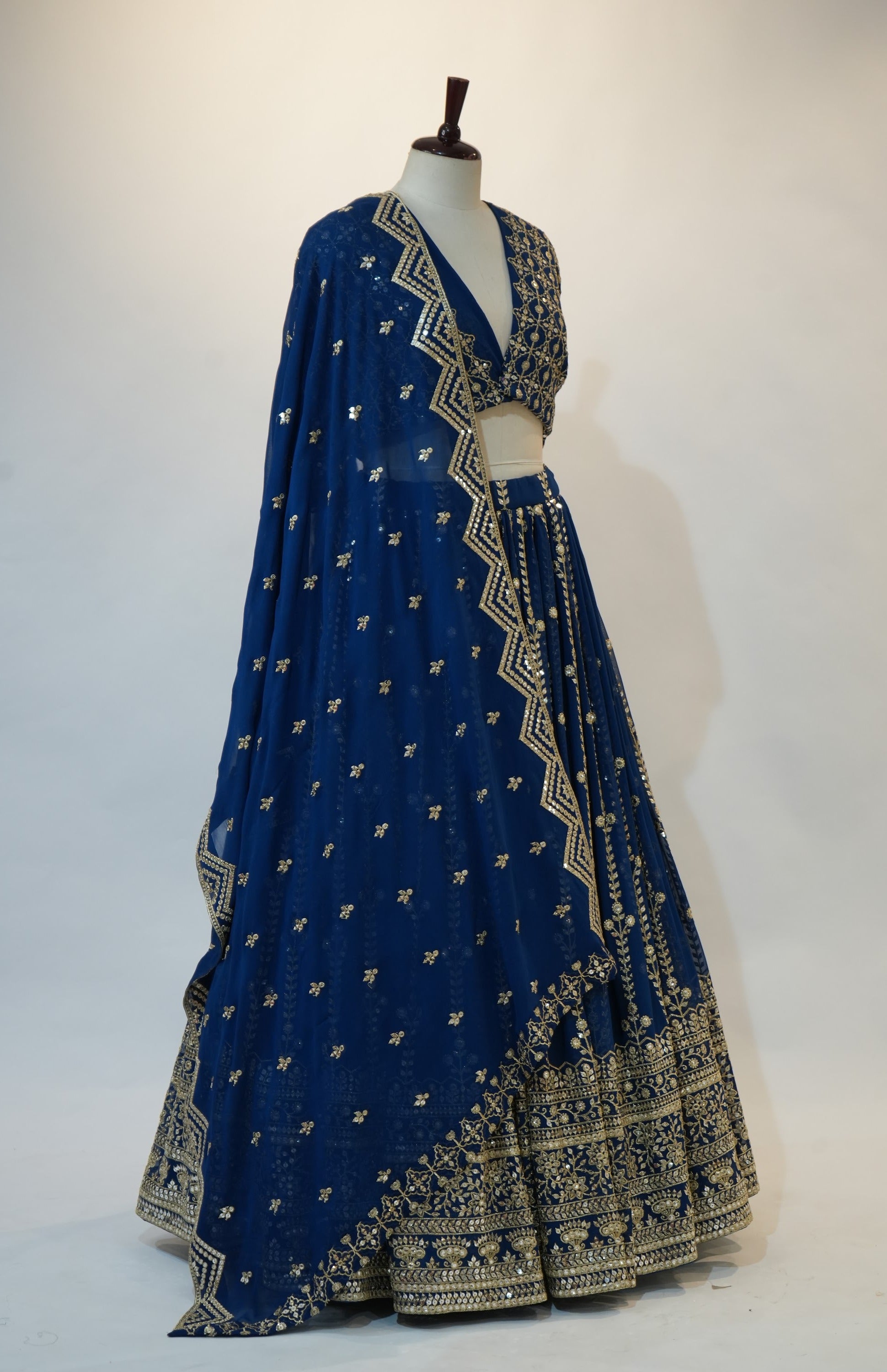 Royal Blue Silver Embroidered Lehenga Set