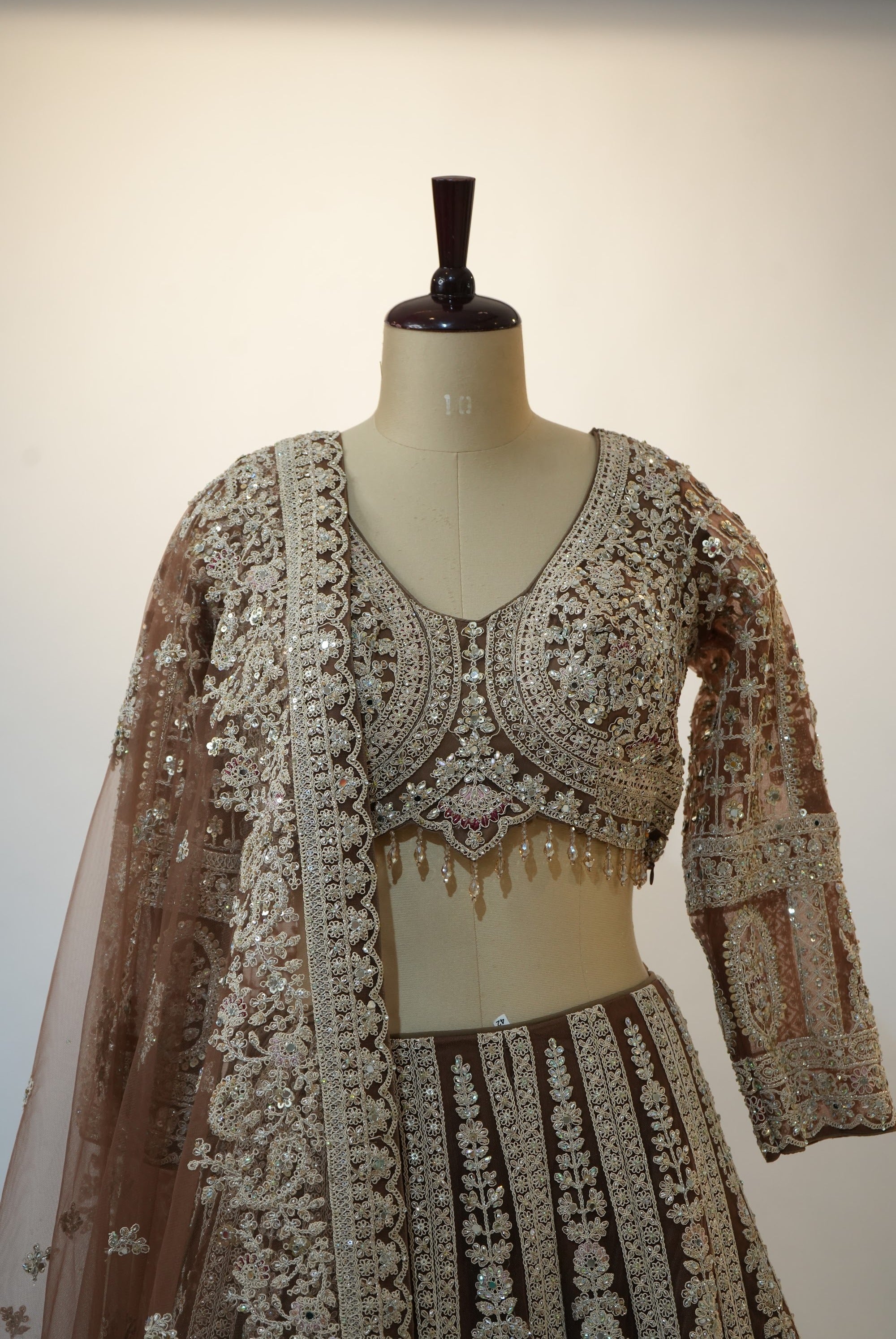 Champagne Gold Heavy Embroidered Bridal Lehenga Set