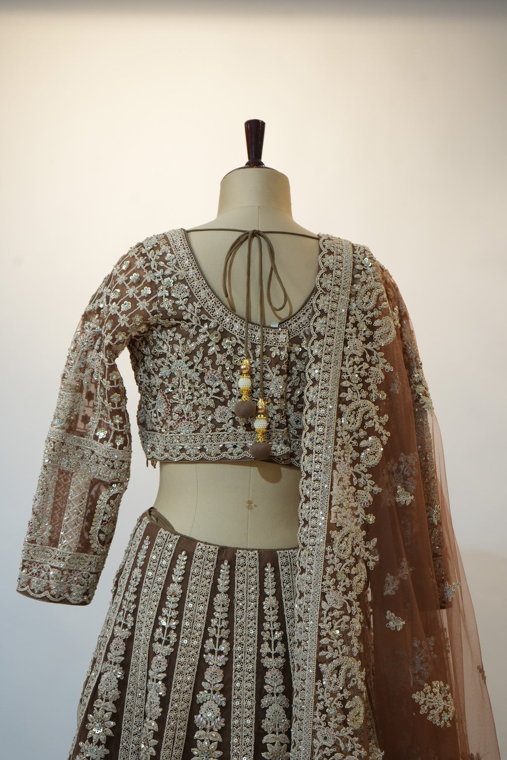 Champagne Gold Heavy Embroidered Bridal Lehenga Set