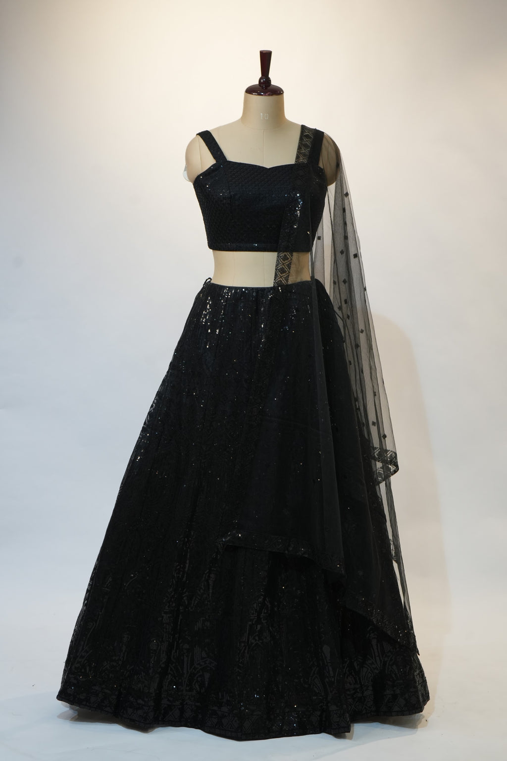 Black All-Over Sequin Lehenga Set