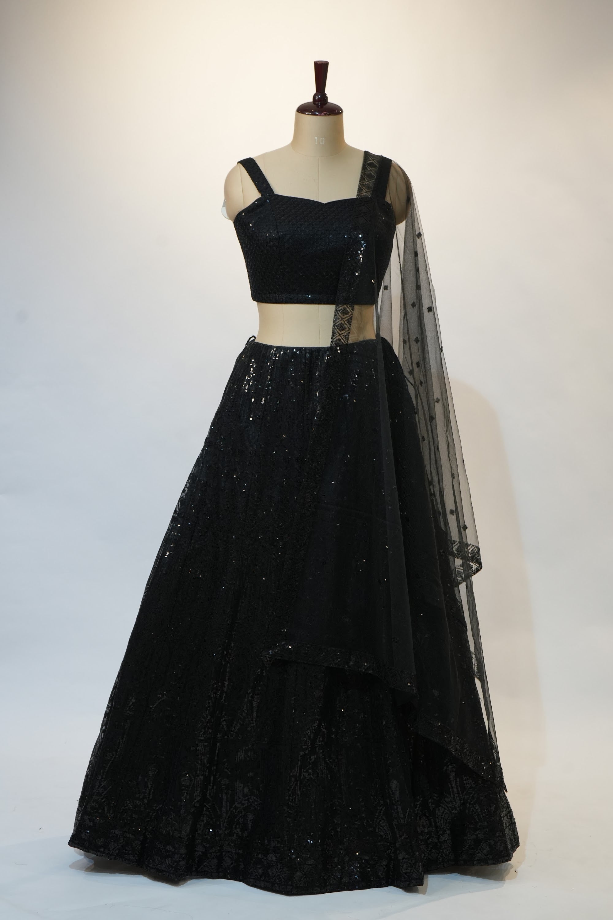 Black All-Over Sequin Lehenga Set