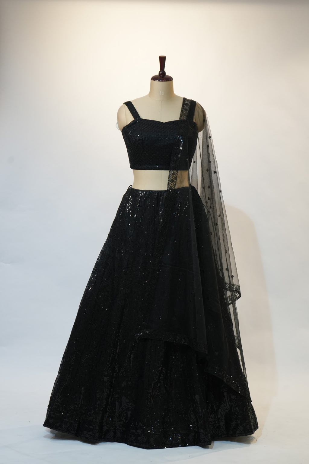 Black All-Over Sequin Lehenga Set