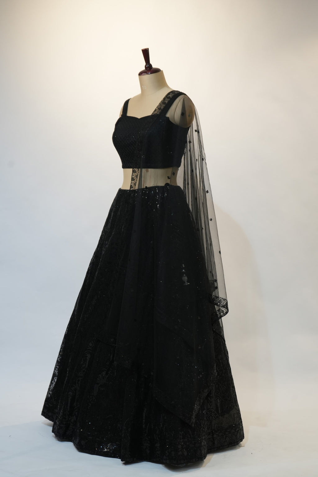 Black All-Over Sequin Lehenga Set