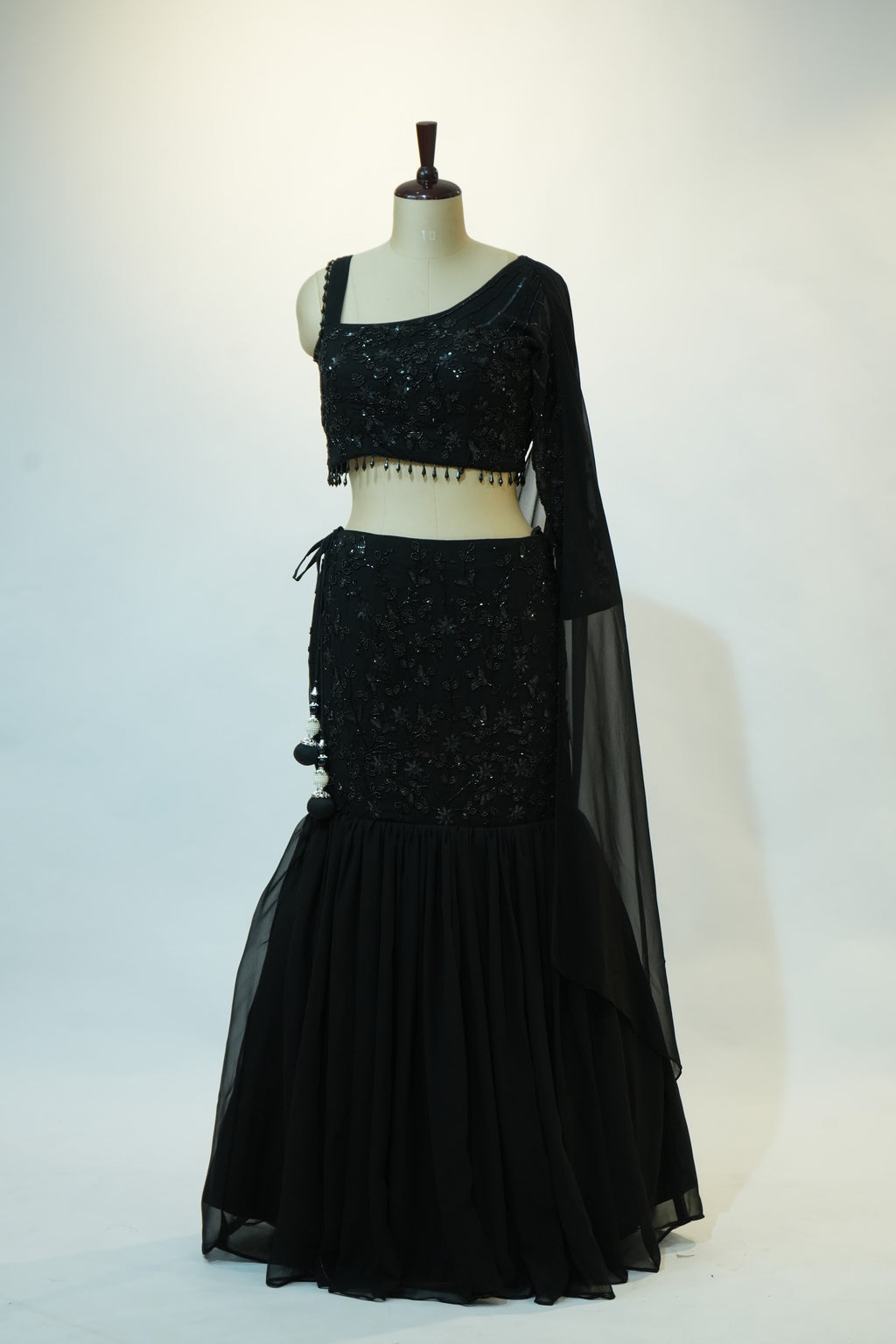 Black Sequin Embroidered Lehenga Set