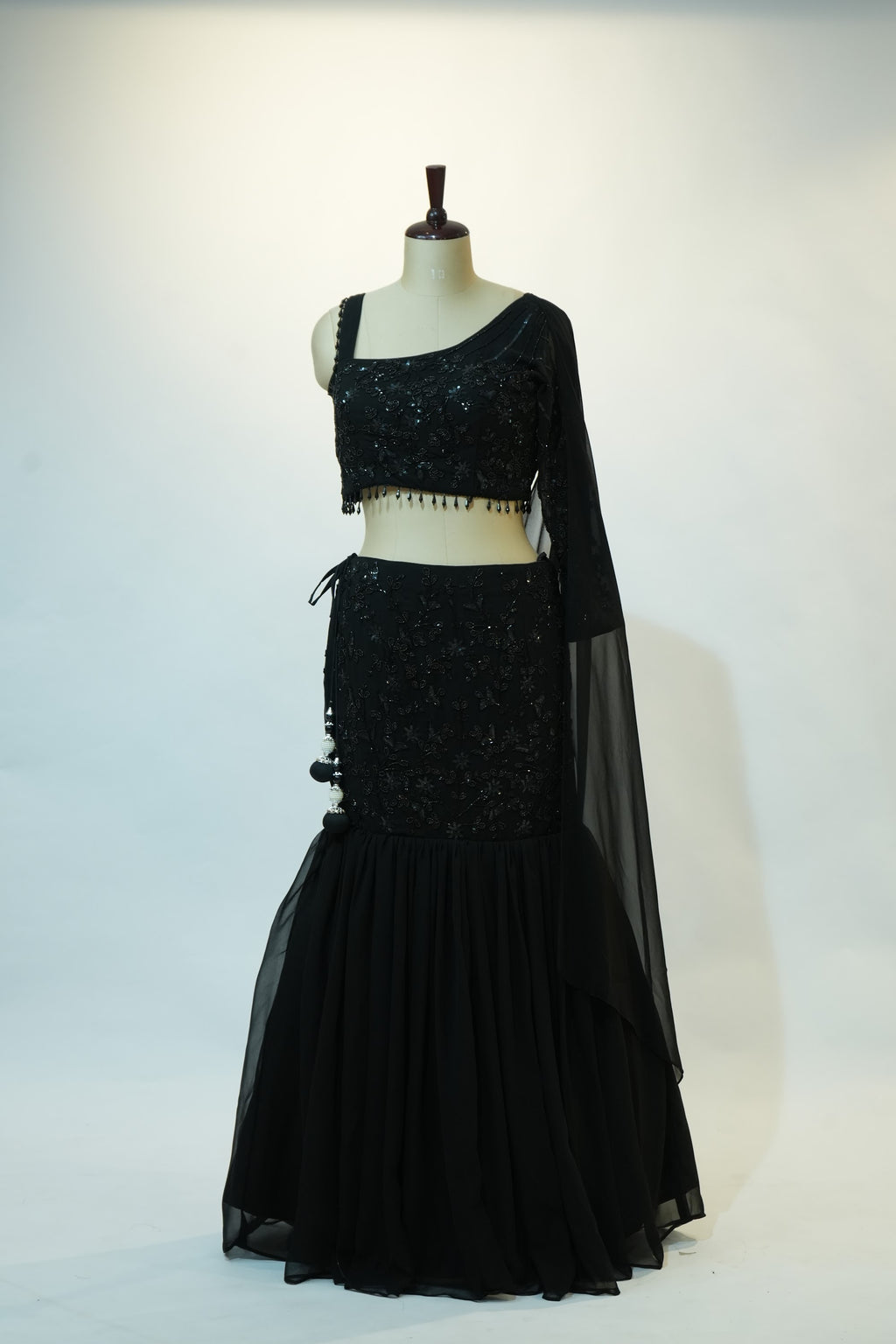 Black Sequin Embroidered Lehenga Set