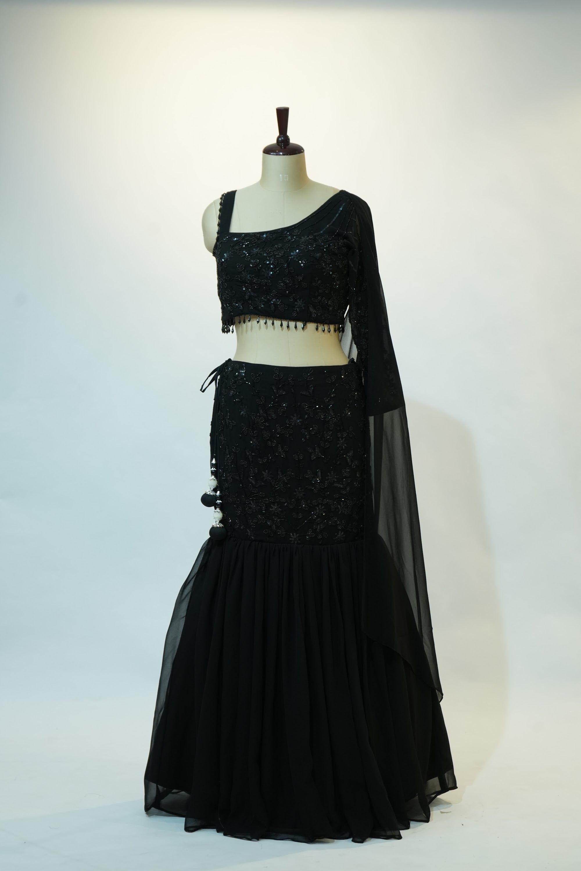 Black Sequin Embroidered Lehenga Set